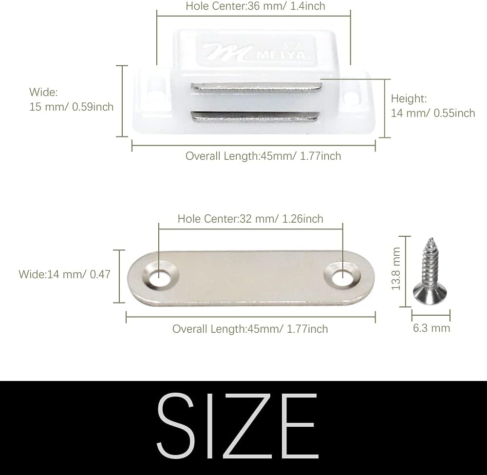 12 Pack Cabinet Magnets Magnetic Door Catch for Kitchen Bathroom Cupboard Wardrobe Closet Closures Cabinet Door Drawer Latch 15 Lbs Screws Included (White) image number 4