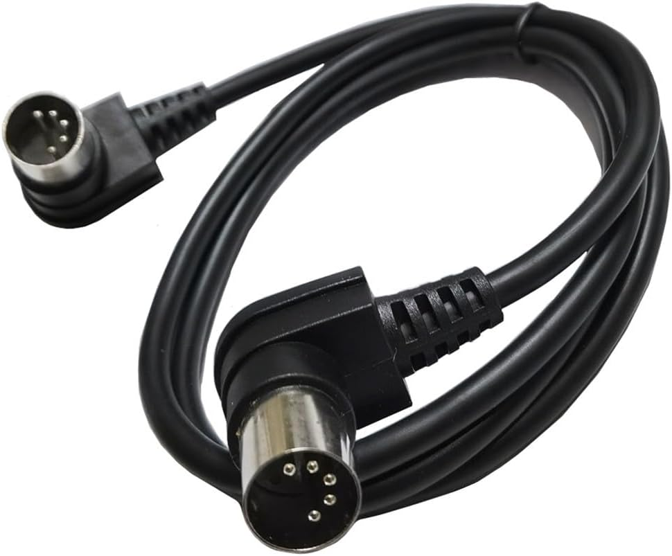 Double 90 Degree Right Angled MIDI Cable DIN Plug Socket Extension Cord Wire Male Din-5Pin Double 90 Degree MIDI 5Pin Cable for TV Surveillance Camera, Electronic Pianos (1.5M)