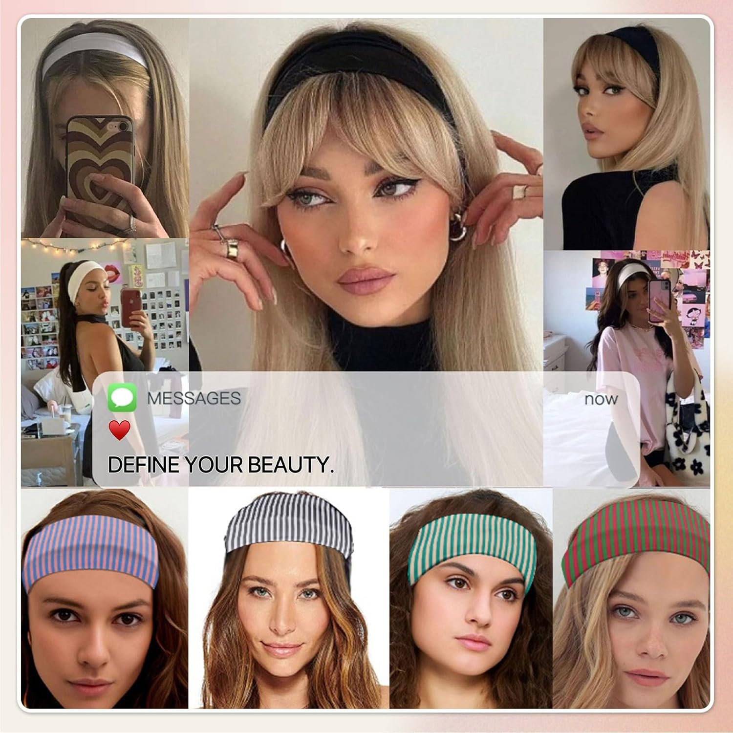 Cosmeria Women'S Headband with Stripes, Soft and Comfortable Sports Headband Made of Polyester and Spandex, Perfect for Yoga, Running and Everyday Use image number 2