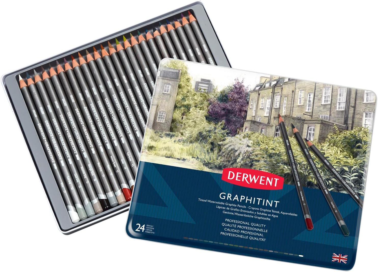 Derwent Graphitint Tinted Graphite Drawing Pencils, Set of 24, Watersoluble, Professional Quality, 0700803 image number 2