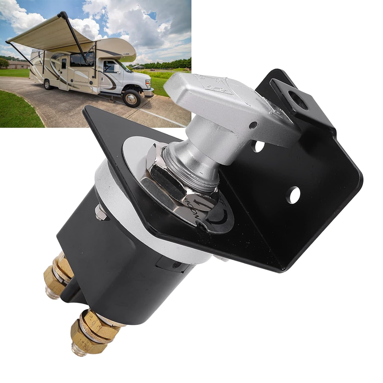 Battery Switch Disconnect Isolator Battery Power Cutoff Master Switch with Lockout Plate 12V 500A for Marine, Boat, Car, Auto, RV, Vehicle, On/Off, Waterproof