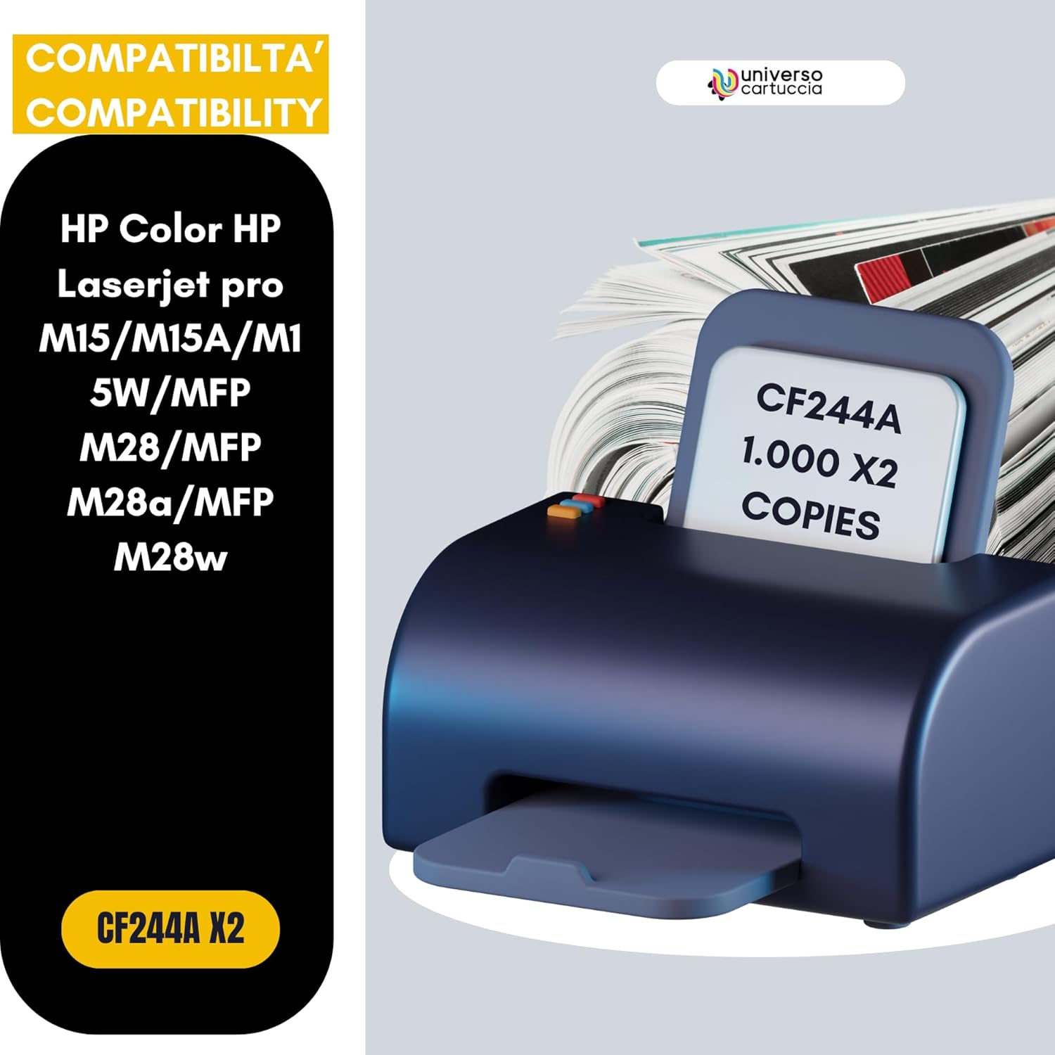 44A CF244A Kit 2 Toner Compatible with HP MFP Laserjet Pro M14/M17/M15A/M15W/M16A/M16W/M28A/M28W/M29A/Mfp M29W/M31 image number 6