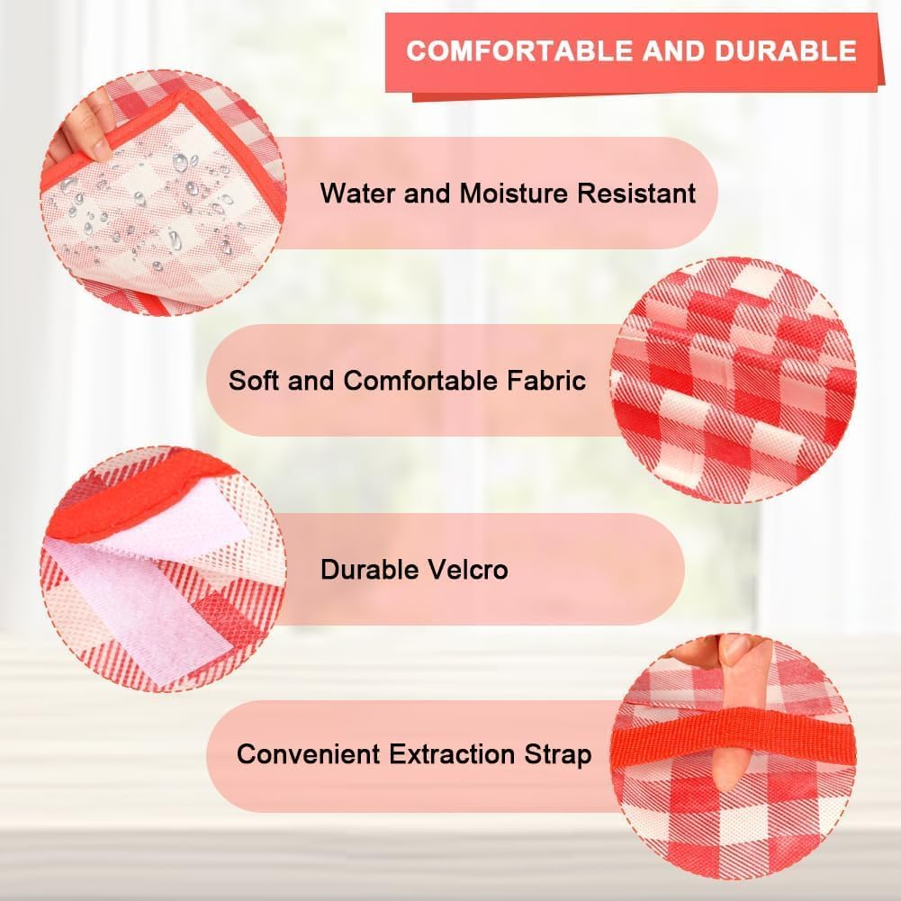 Extra Large 200X200Cm Picnic Blanket, Foldable Waterproof Mat for Camping, Beach, Park, Family & Outdoor Enthusiasts, Lightweight Portable with Carry Handle, Red/White Grid Design image number 2