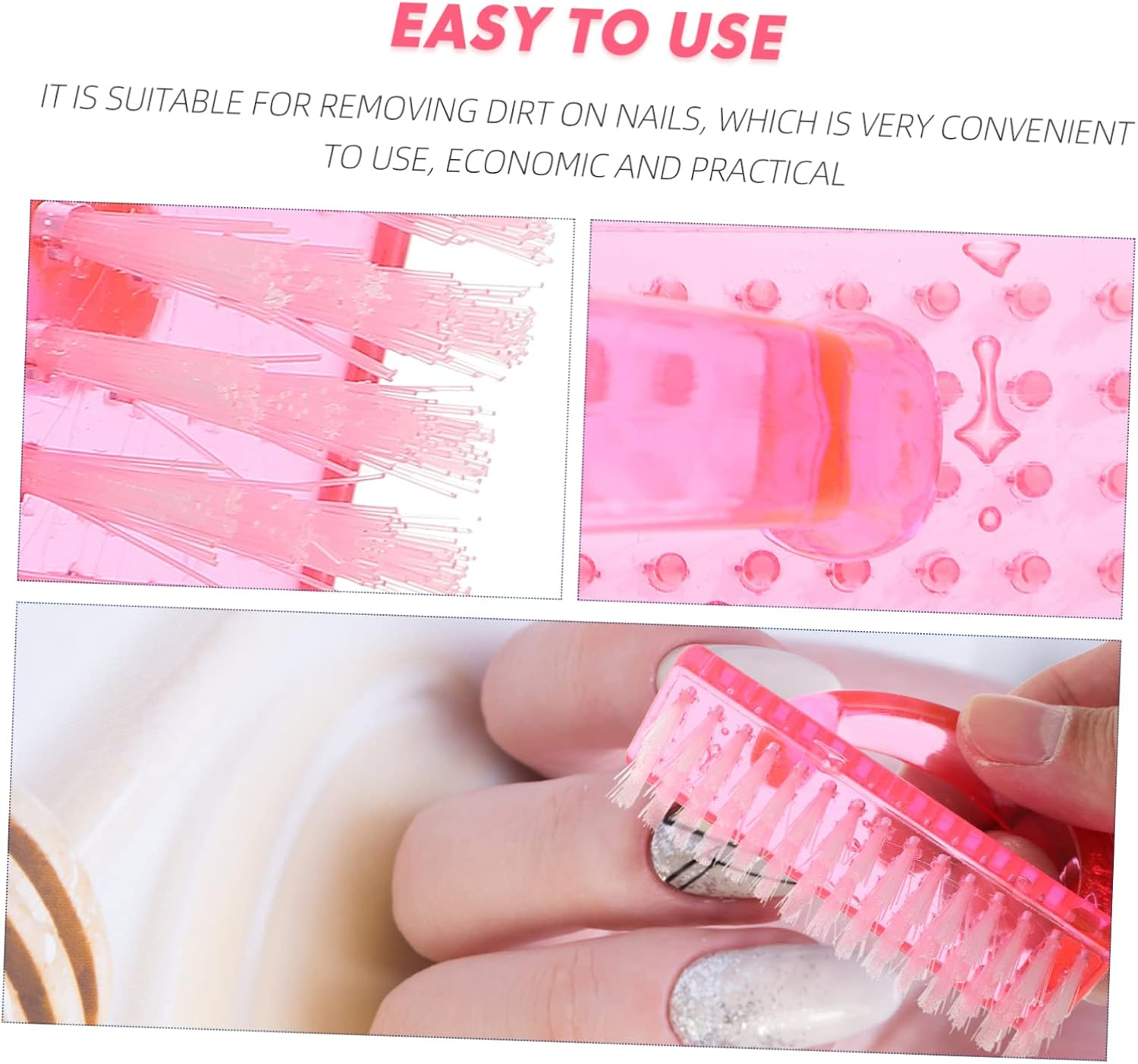 Ipetboom 8Pcs Fingernail Cleaning Brush Soft Bristle Nail Art Manicure French Brush image number 1