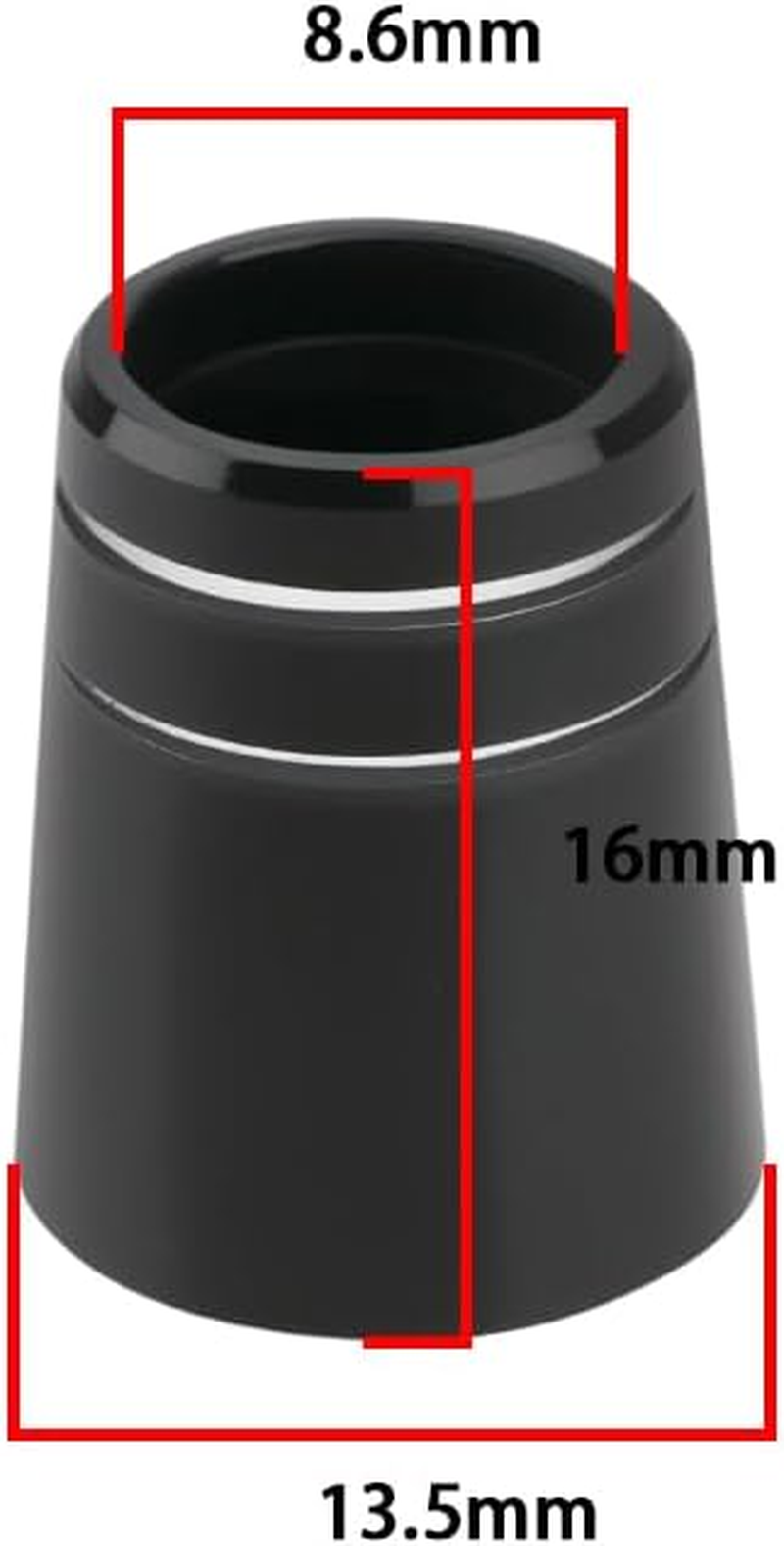 12Pcs Iron Ferrules Golf Ferrules Double Silver Ring Rubber Sleeve Conical Golf Club Ferrule for 0.355 Club 8.6X16X13.5Mm Black