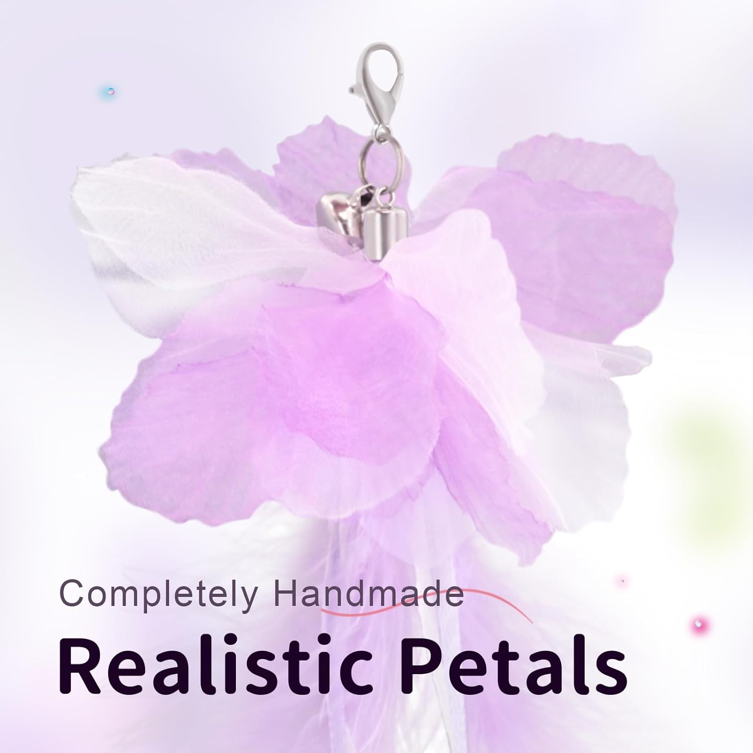 SONGWAY Cat Toys Flower with Wand, Interactive Cat Feather Toy Set - Retractable Teaser Wand with 6 Pcs Feather Refills with Bell, Cat Wand Toys for Indoor Cats Kittens Play Chase Exercise, image number 4