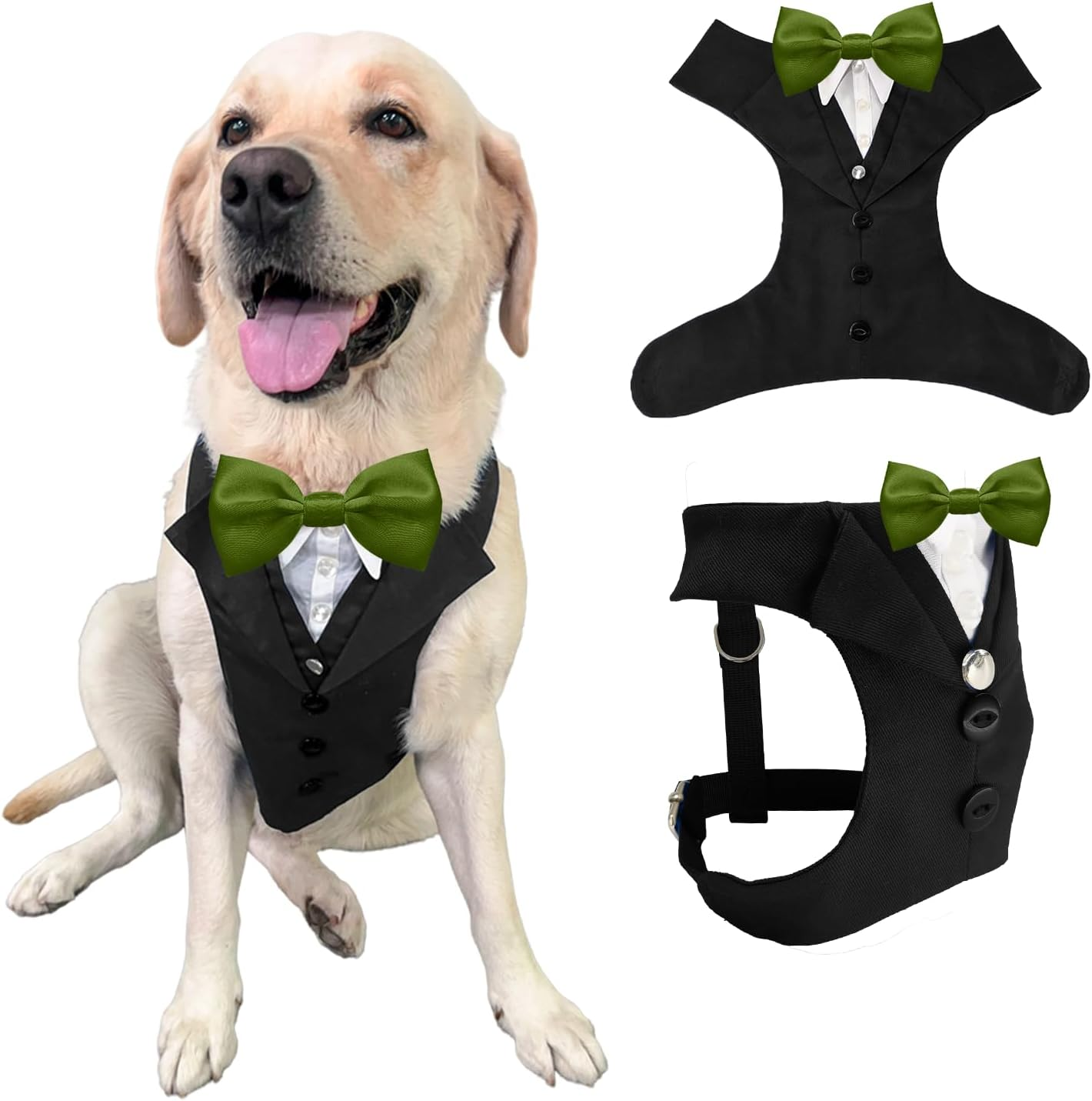 AVERYDAY XS Pet Tuxedo Harness, Wedding Costume Outfit for Small Dogs, Slim Cats and Tiny Pets with 8.3" Neck, 13-14.6" Chest, 10" Max Head Girth, Formal Suit Costume for Mini Breeds