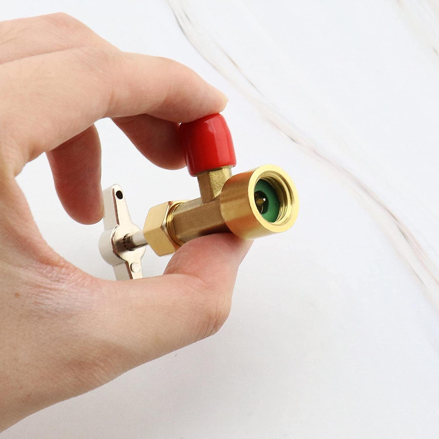 Emagtech Can Tap Refrigerant Dispenser Valve Bottle Opener with Tank Adapter Thread 1/4" SAE and 1/2" AC-ME for R134A R12 AC Charging Hose Air Conditioner Manifold image number 1