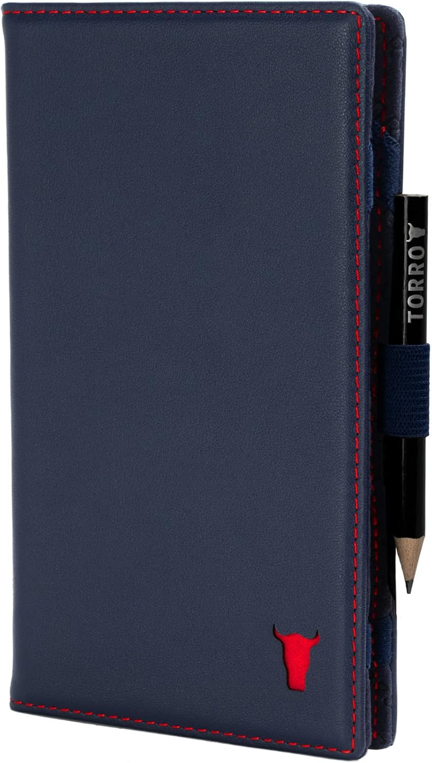 TORRO Regular Golf Scorecard Holder &ndash; Genuine Leather Golf Score Card Wallet with Card Slot and Pencil Loop (Navy Blue) image number 4