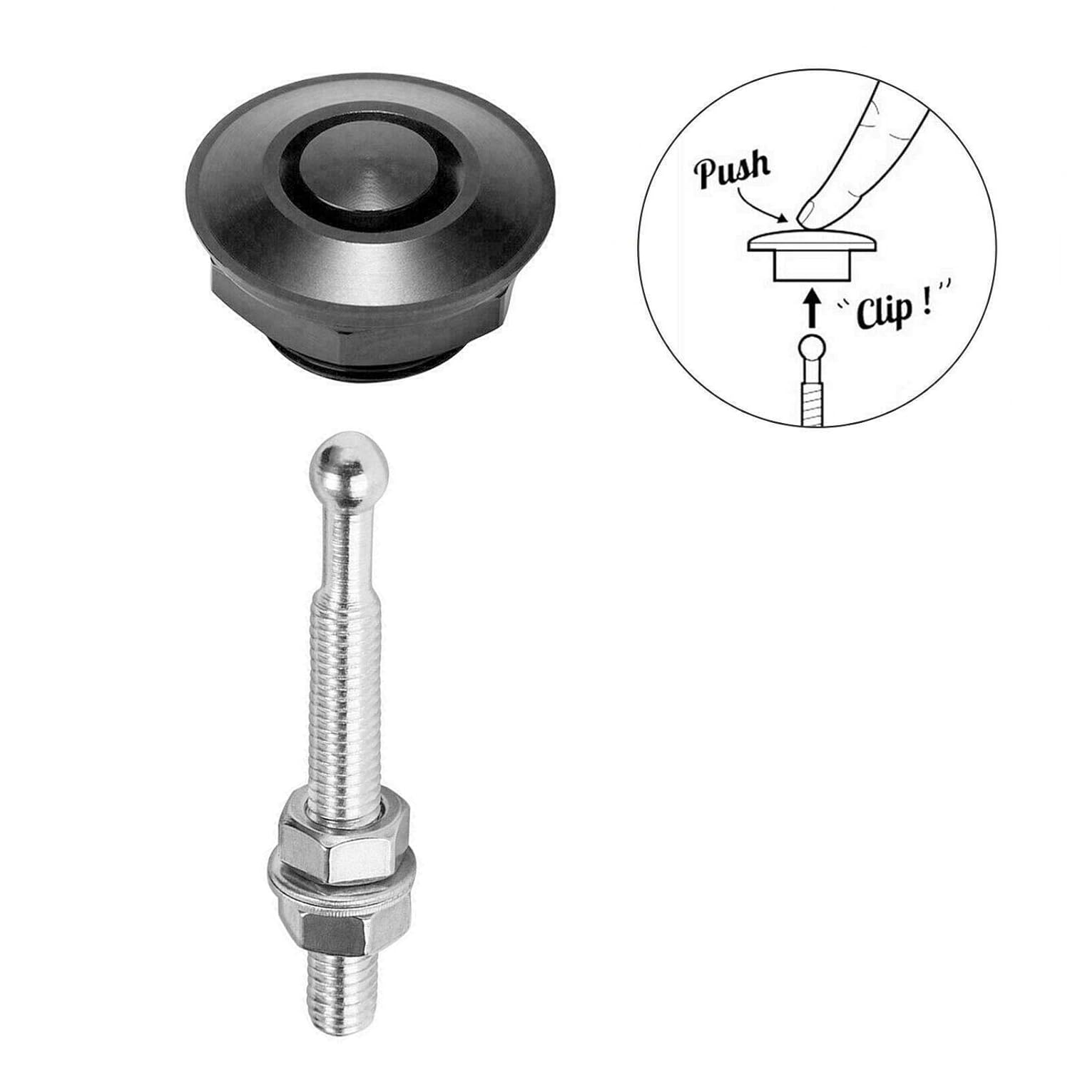 Woopeey 8 Pcs 1.25 Inch Universal Aluminum Vehicle Hood Pins-Quick Release Lock Latch Bumper, License Plate Lock Clip, Push Button Bonnet image number 3