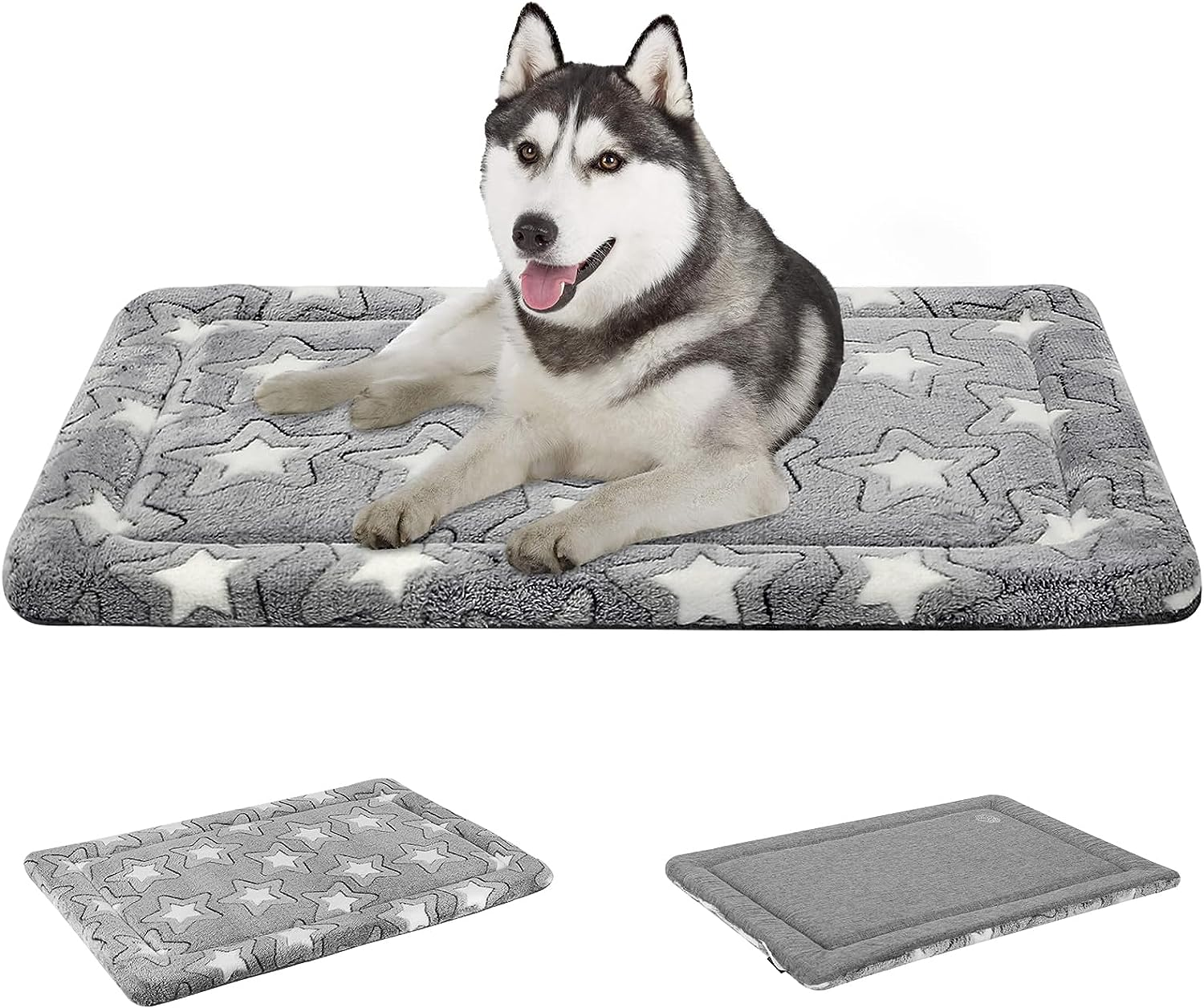 EMPSIGN Dog Bed Mat for Dog Cage (61 * 46 * 2.8Cm), Dog Bed Pad Reversible (Cool & Warm), Machine Washable, Pet Sleeping Mat for Small Dogs, Grey, Star Pattern image number 4