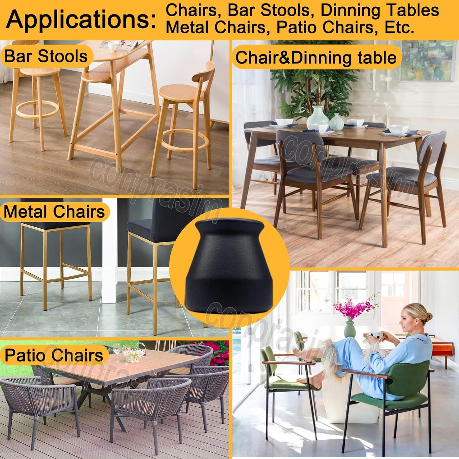 Silicone Chair Leg Floor Protectors Small Fit 15/16"~1-7/32" Furniture Table Feet Cover Anti-Slip Bottom Chair Leg Caps for Hardwood Floors Prevent Scratches No Noise,8Pack