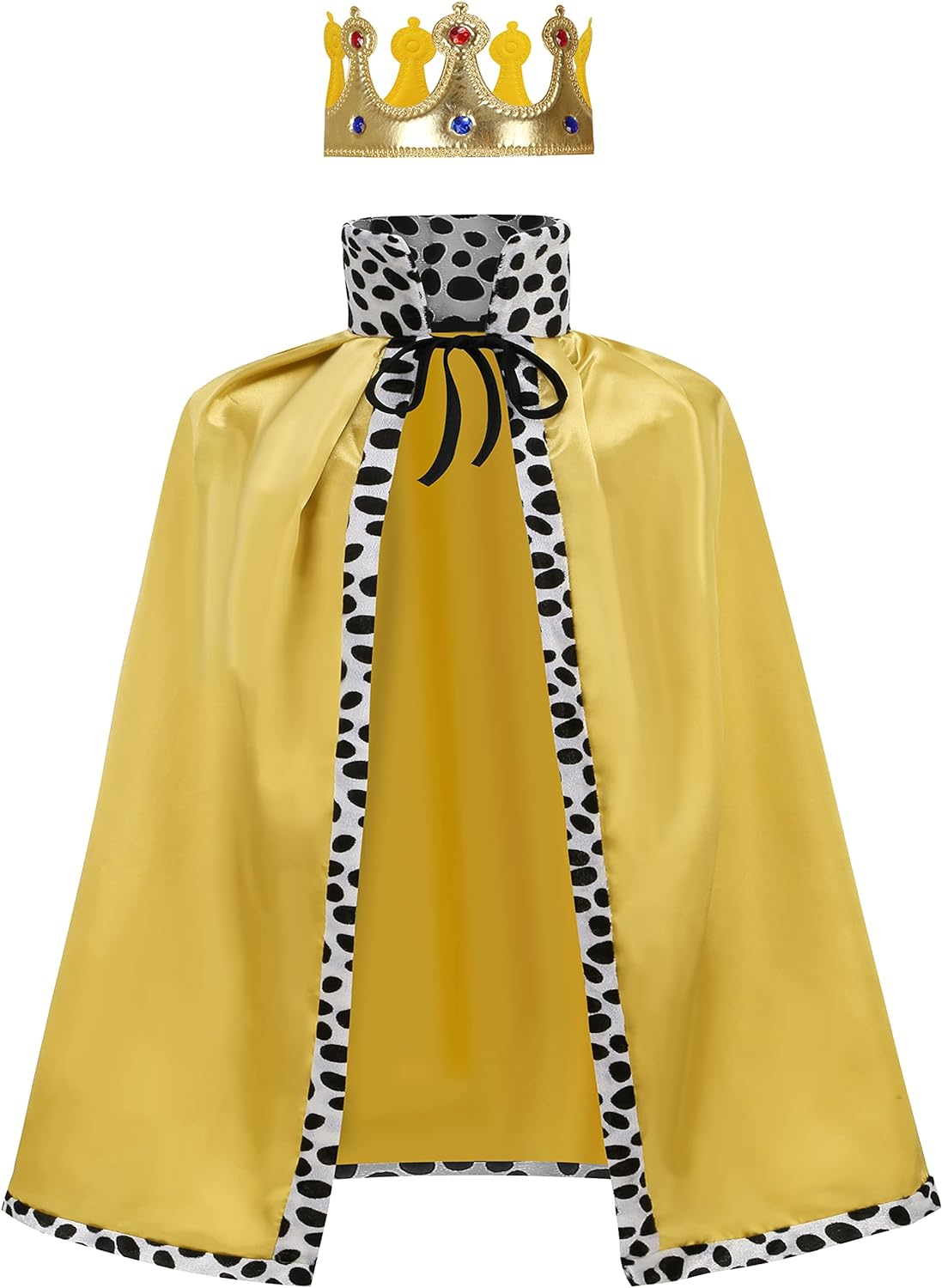 Yolsun Kids King Costume Cape with Crown Halloween King Costume Cape for Child