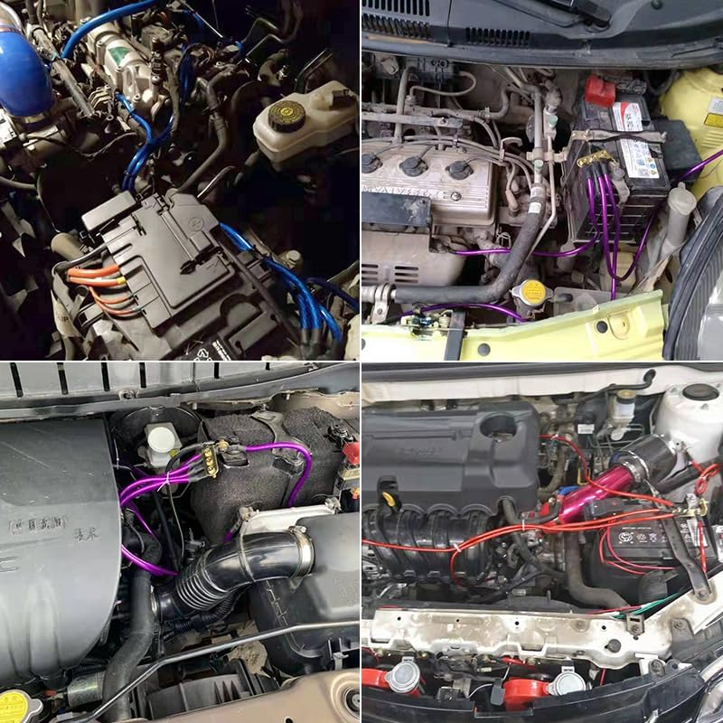 5 Point Car Universal Earth Ground Cables Grounding Wire System Kit High Performance Improve Power for Car Truck, Blue