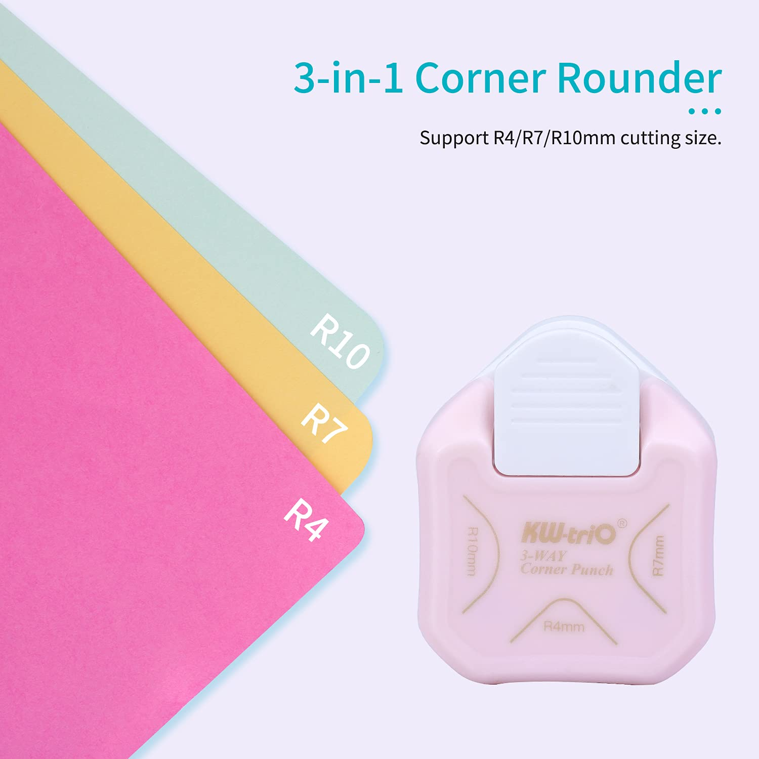 Staright 3-In-1 Corner Rounder Punch R4/R7/R10Mm round Corner Trimmer Cutter for Card Photo Paper Laminating Pouches