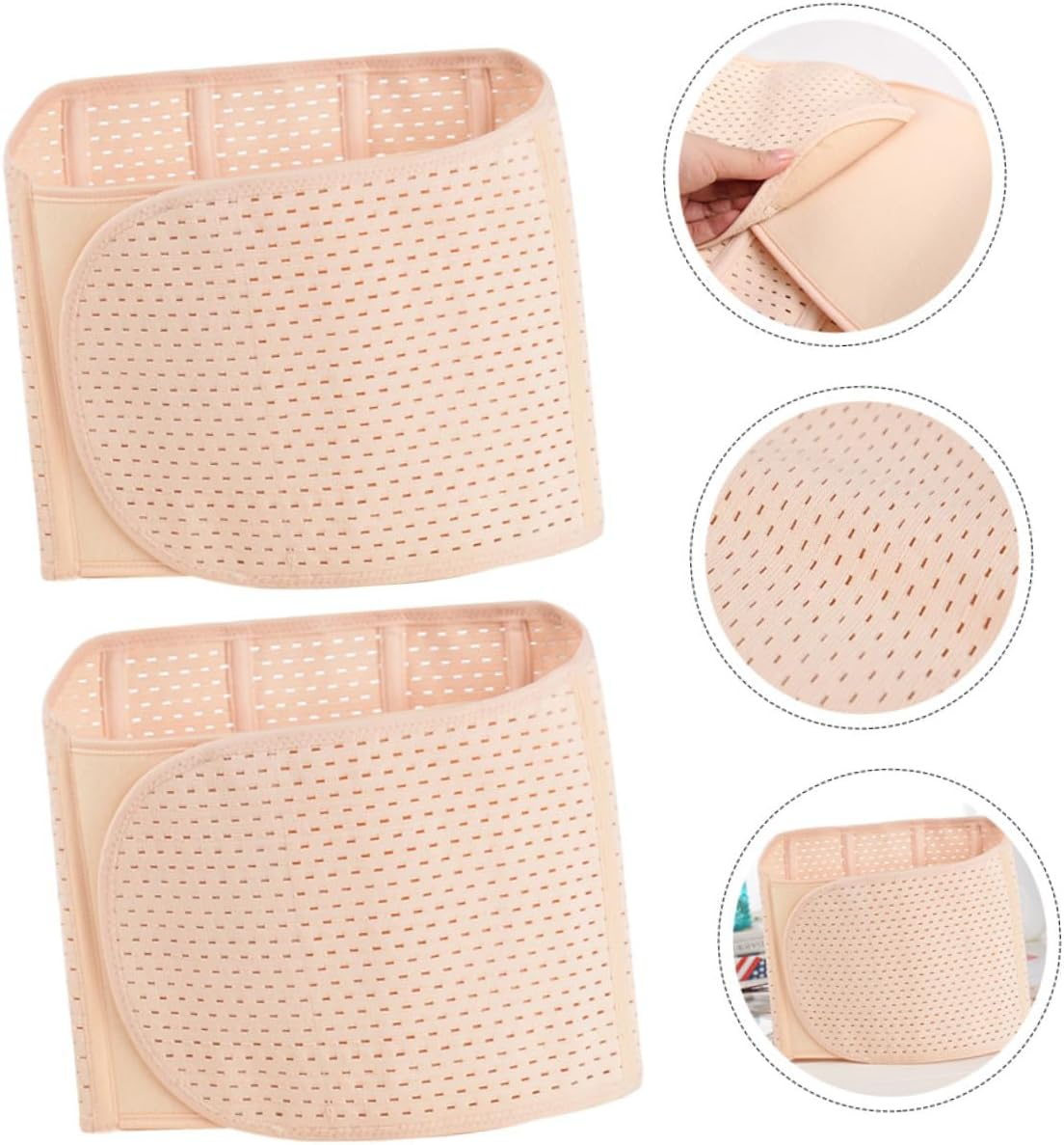 2Pcs Professional Postpartum Maternity Belly Bands Beige Lightweight Abdominal Binders for Waist Support Pelvic and Post Surgery Stability for Mothers image number 5