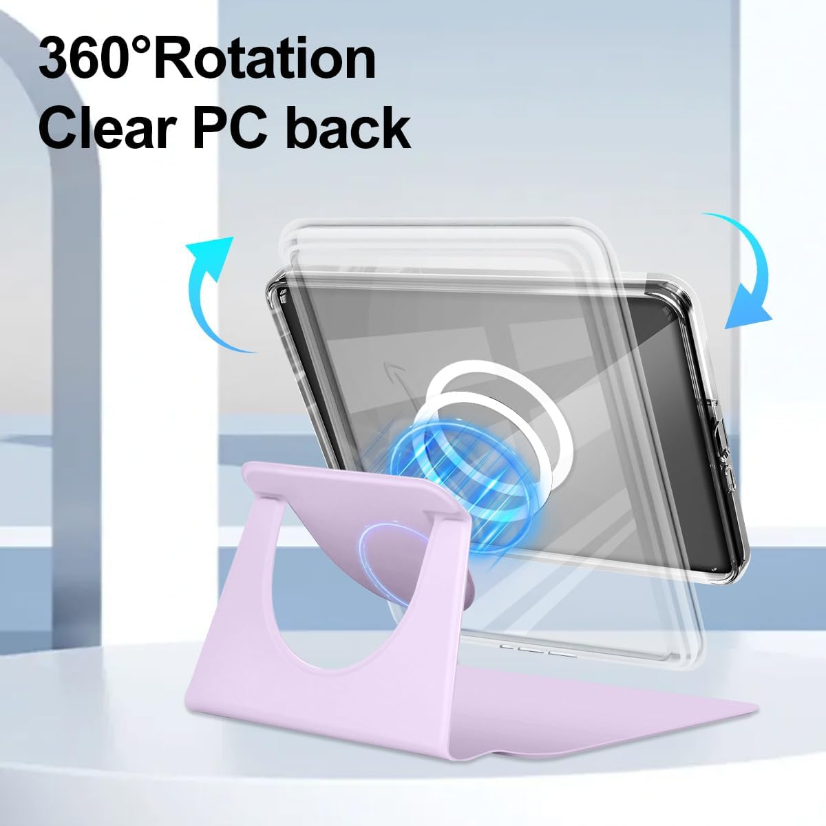 T Tersely Magnetic Case for All-New Kindle 11Th Generation 2024/2022 Release, 6 Inch, Stand Cover with Magnetic Clear Case for Popsockets Grips, Auto Wake/Sleep, Compatible with Magsafe, Purple - Blue image number 7