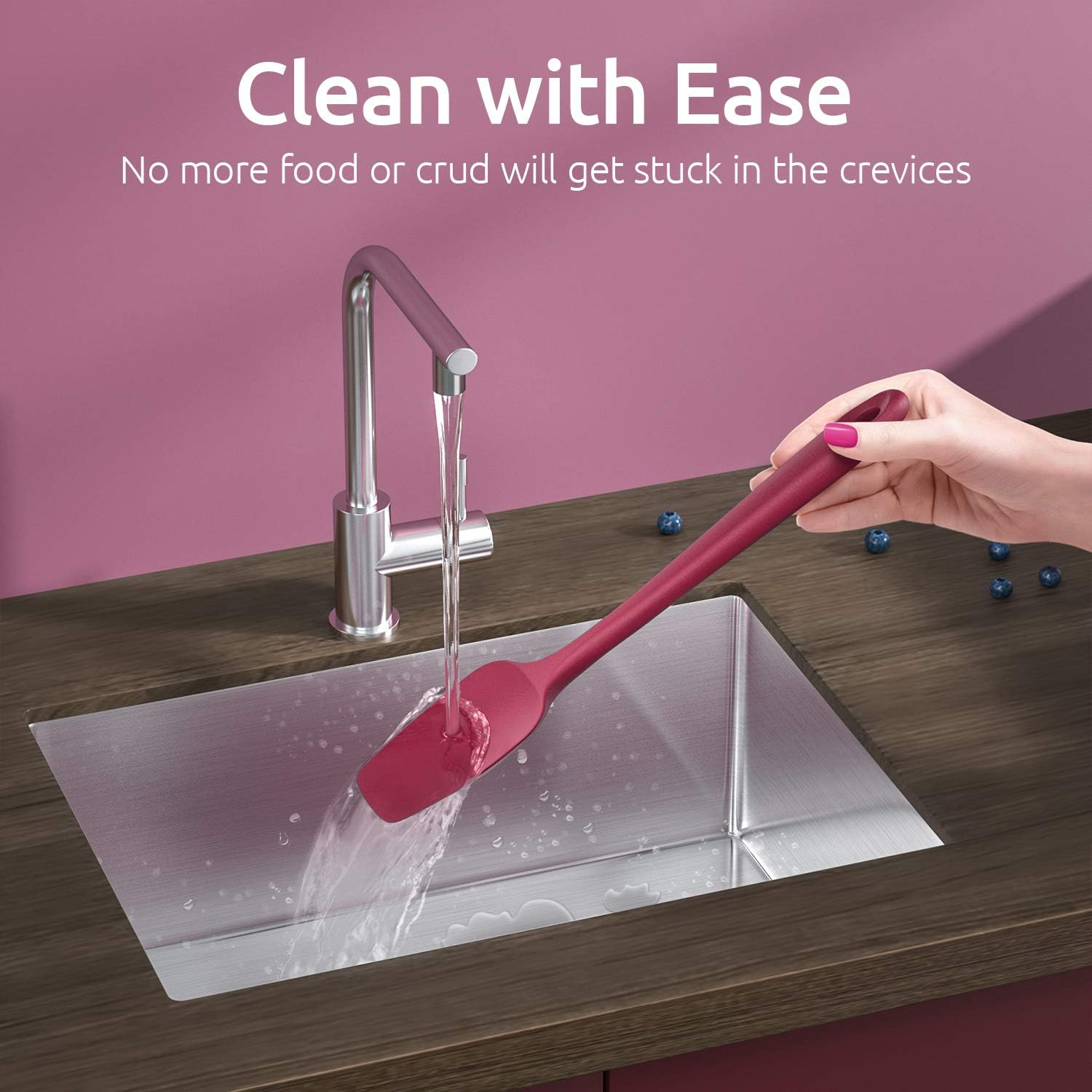 250℃ Heat Resistant Silicone Spatula: U-Taste High Heat Proof Flexible Bpa-Free Non-Stick Bowl Scraper, Seamless Rubber Kitchen Utensils for Baking Cooking Mixing Cookware Set of 4 (Red)