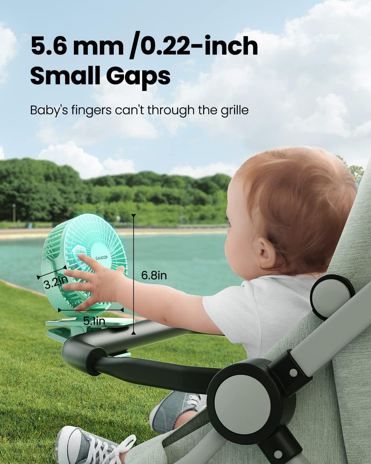 Gaiatop Portable Clip on Fan Battery Operated, Small Powerful 3 Speed Quiet 360&deg; Rotate, USB Rechargeable Mini Personal Cooling Fan for Desk Table Home Office Stroller Camping Women Gifts Green - Green image number 2