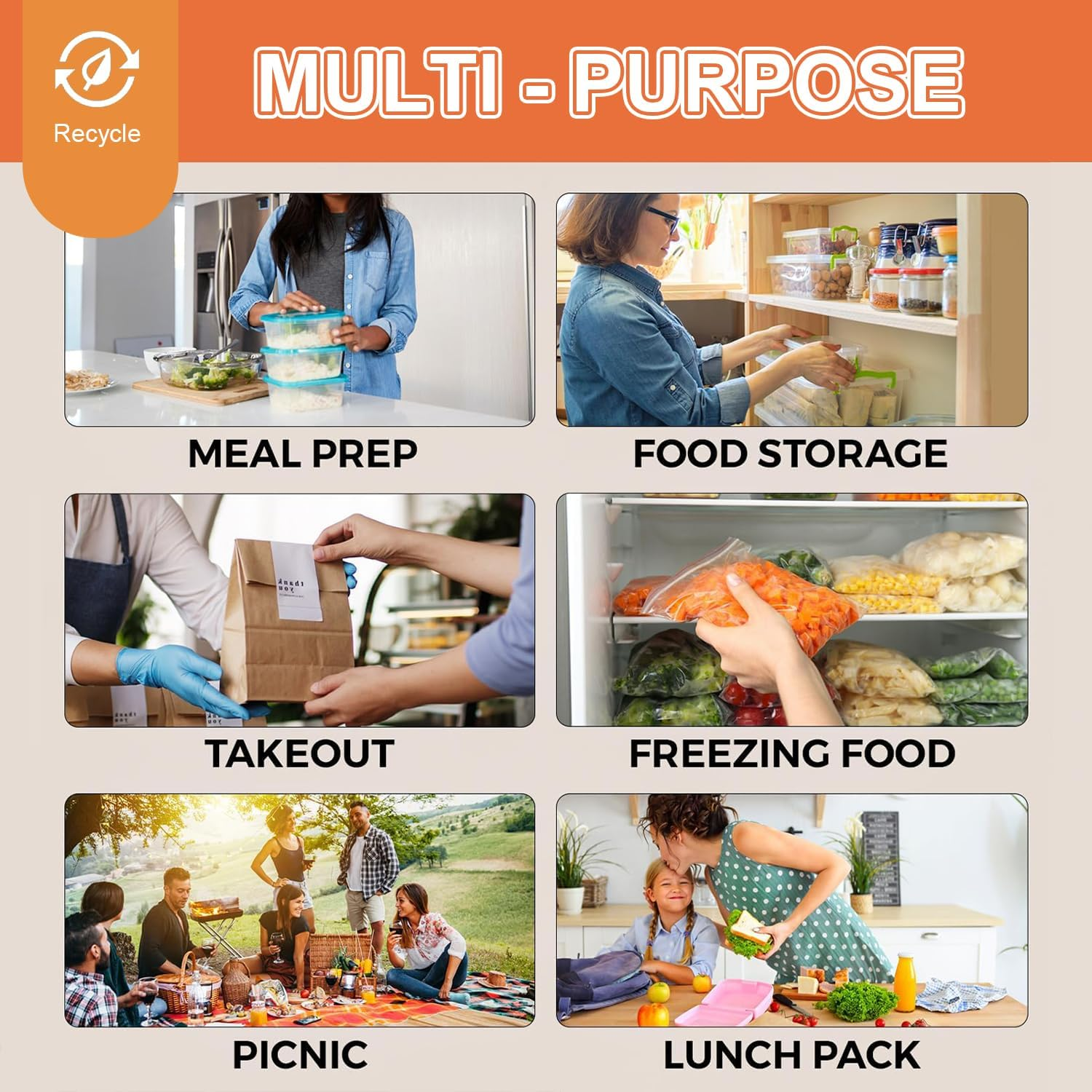 10 Pack Meal Prep Containers, 32 Oz Food Storage Container with Lid, Lunch Box Reusable, Plastic Containers BPA Free Take-Out Box Microwave Dishwasher Freezer Safe image number 6