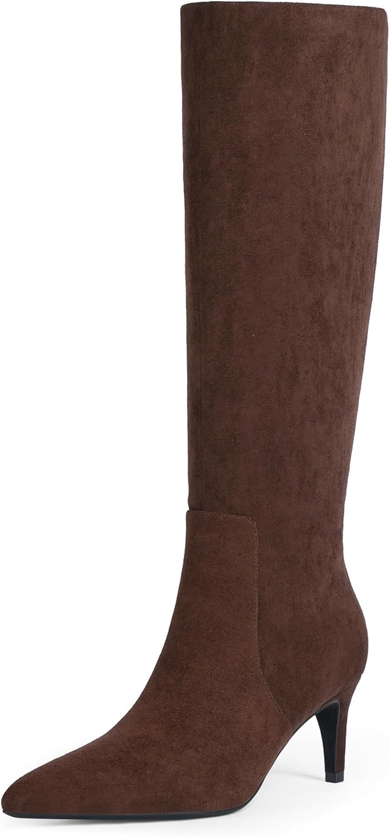 QIY Knee High Boots Women Tall Boots Pointed Toe Kitten Heel Boots for Women Side Zipper Long Fall Boots Women Knee High Boots Size 6-11 image number 6