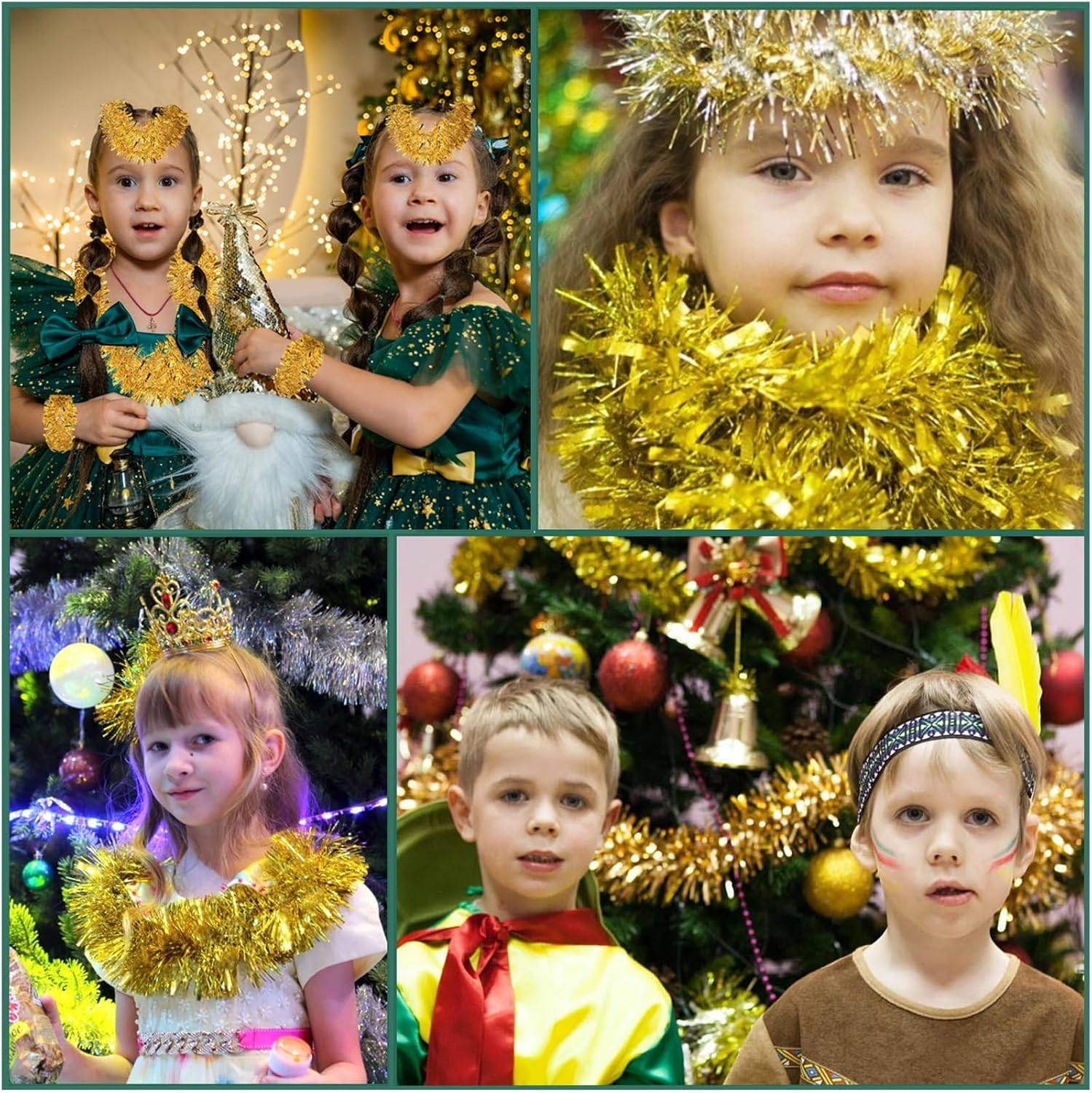 59 Feet Sparkling Christmas Tinsel Garland, Festive Gold Garland Artificial Metallic Hanging Decor for Xmas Tree, Home, and Party Decoration, Enhance Your Holiday Spirit image number 2