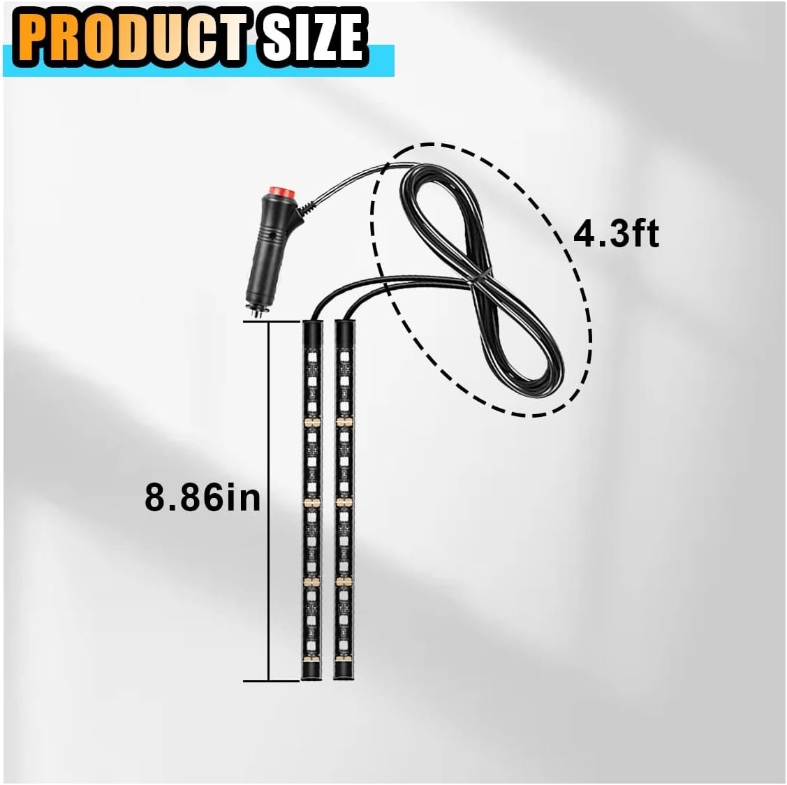 Universal Car LED Strip Light, Cigarette Lighter Auto Interior Decorative Lamp, 12V under Dash Ambient Night Light, 24 Leds RGB Neon Interior Atmosphere Lights for Car SUV (Blue, Cigar Lighter) image number 4