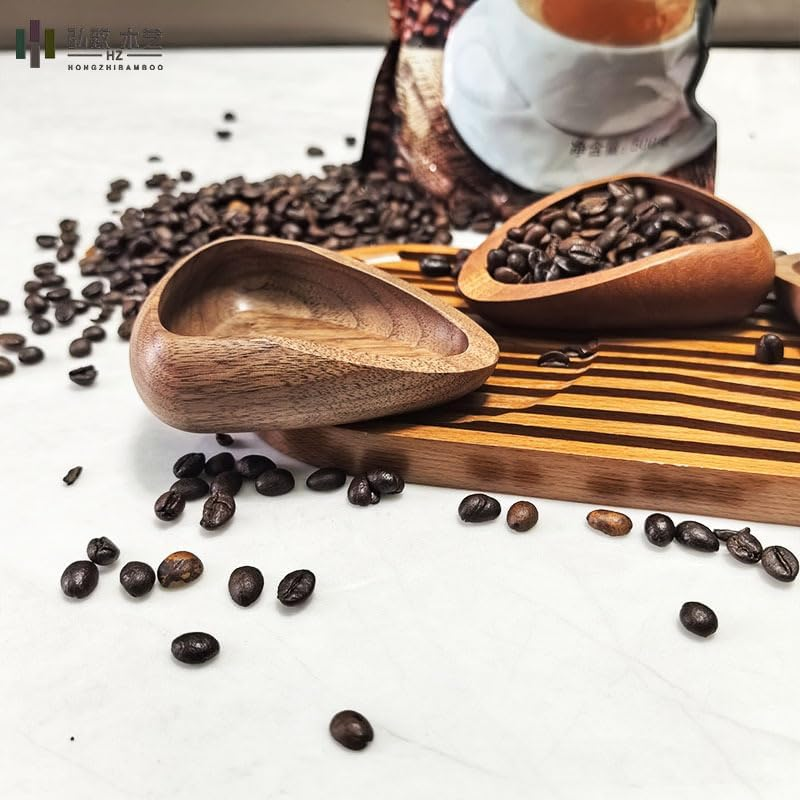 Rustic Coffee Bean Measuring Scoop and Tea Measuring Spoon, Solid Wood Handcrafted Design, Multipurpose Kitchen Gadget for Ground Coffee, Espresso Machines, Gift for Tea Lovers,A