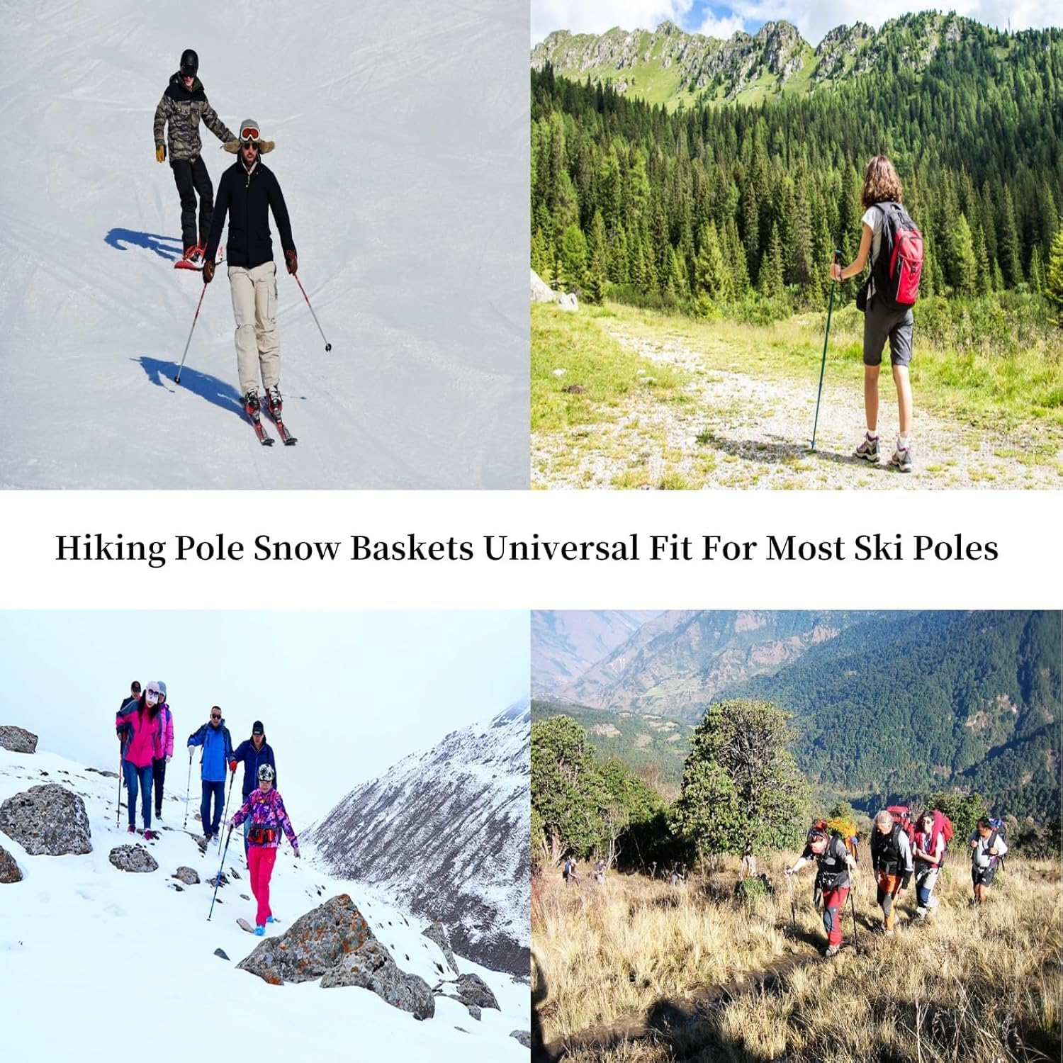 8 Pcs Snow Baskets for Trekking Poles, Ski Pole Baskets Replacement, Walking Stick Tips Accessories, Trekking Pole Basket, Rubber Feet for Hiking Trekking Walking Outdoor Winter Activities image number 4