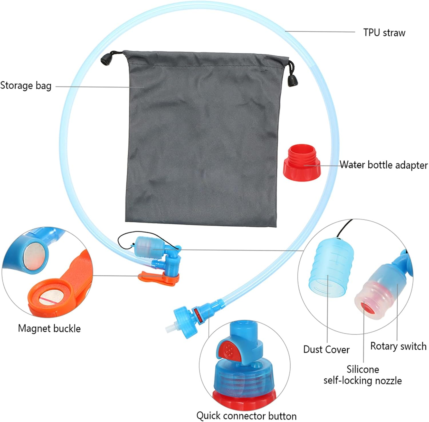 Lixada Water Bottle Drink Tube Hose Hydration Bladder Reservoir Pack Backpack System Hose Kit image number 2