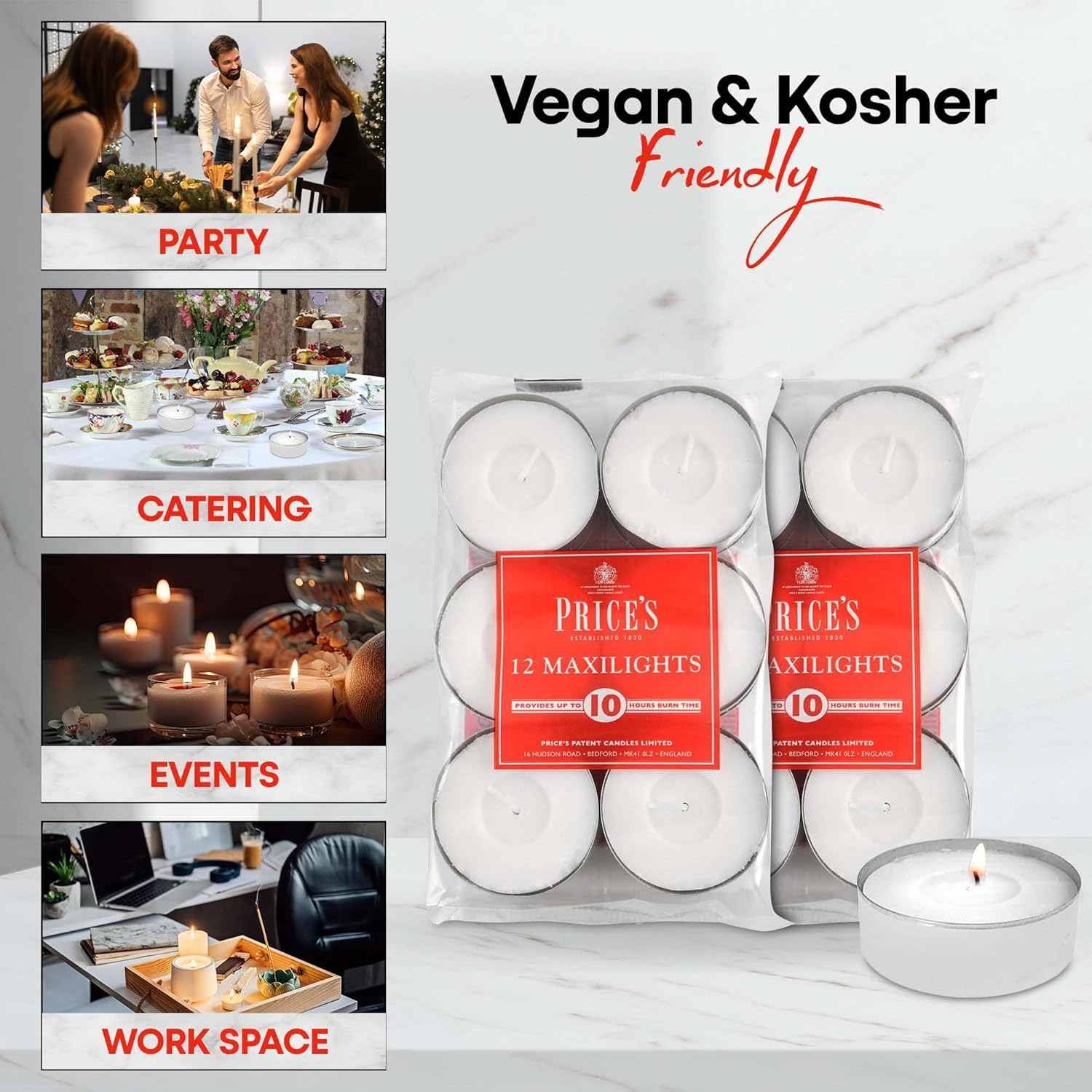 Price'S - Maxi Tealights - Pack of 12 - Unscented - 10 Hour Burn Time - Quality White Wax image number 4