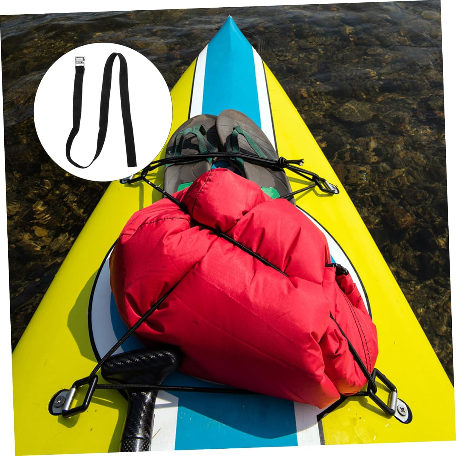 KOCKSHION 2Pcs Kayak and Surfboard Tie down Straps Travel Equipment Bundling Belt with Heavy-Duty Buckles Adjustable Roof Rack Straps for Outdoor Adventure and Luggage Secure image number 4