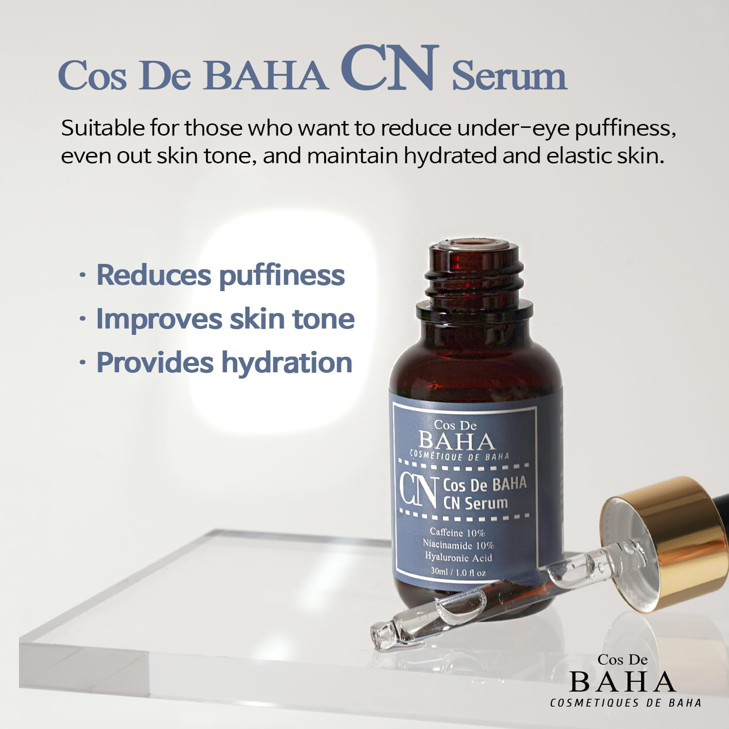 Cos De BAHA CN Serum &ndash; Caffeine 10% + Niacinamide 10% + Hyaluronic Acid | Lightweight Hydration for Balanced Skin | 30Ml image number 4