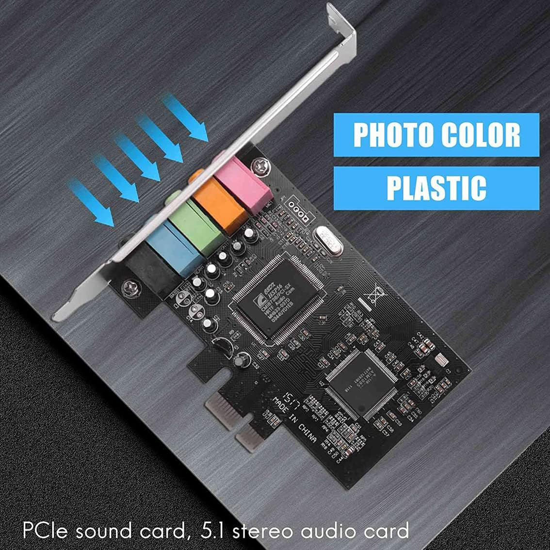 Tunghey Pcie Sound Card, 5.1 Internal Sound Card for PC Windows 7, 3D Stereo Pci-E Audio Card, CMI8738 Chip 32/64 Bit Sound Card PCI Express Adapter (1Pack) image number 1