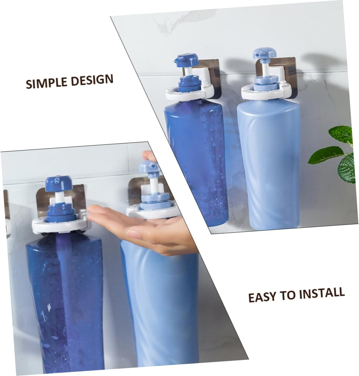 SHOWERORO 3Pcs Wall Mounted Shower Gel Bottle Holder Adjustable Size Storage Racks Anti-Smashing Adhesive Hanging Shampoo Brackets Punch-Free image number 5