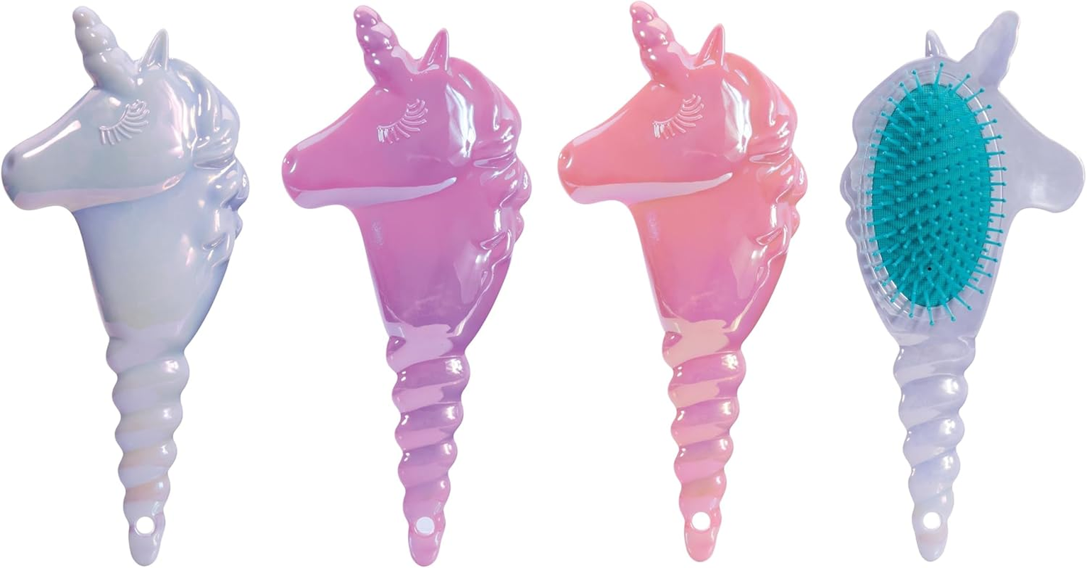 Is Gift Unicorn Fantasy Hairbrush - Pearlescent Pastel Colours, Soft Cushioned Pad for Gentle Detangling & Reduced Static, Fun Grooming for All Ages, 11.2X26X5Cm, 3 Assorted Designs image number 5