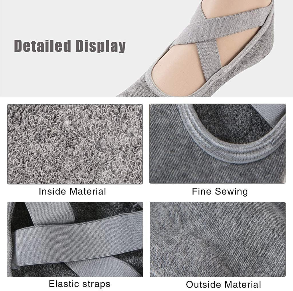 2/6 Pairs Cushion Pad Yoga Socks|Pilates Socks|Non Slip Grip Socks|Fitness Sport Sock Grippy Socks Reformer Pilates Socks for Women Pilates Ballet Barre Socks Barefoot Workout Socks by H HOME-MART image number 1