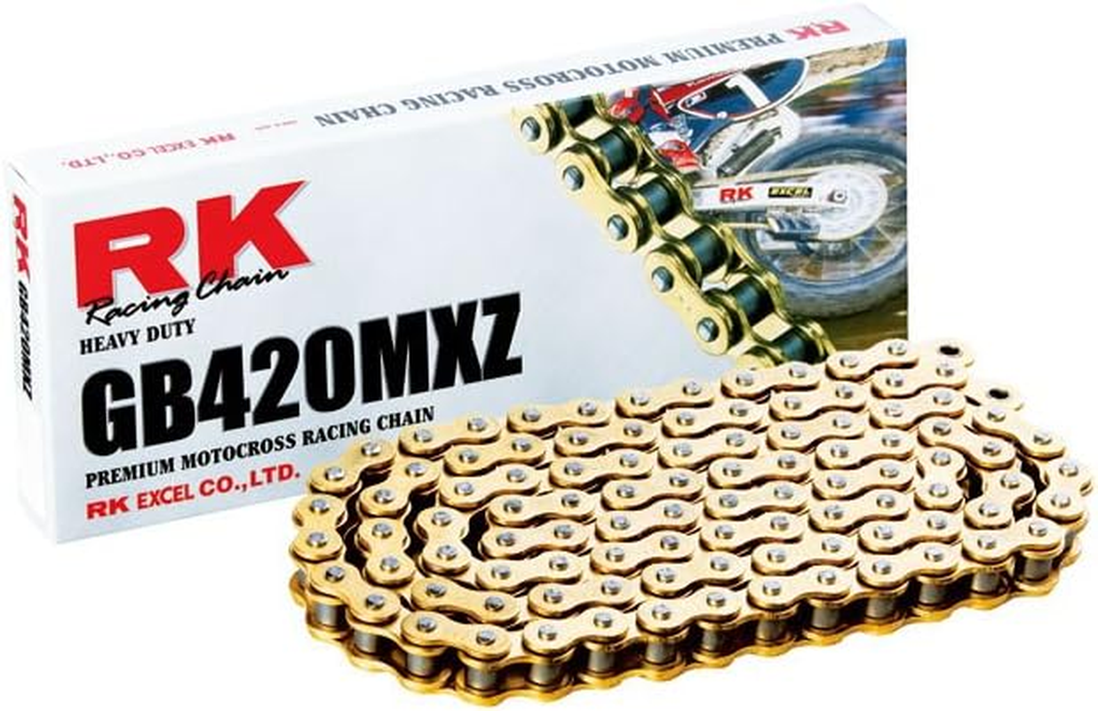 RK Racing Chain GB420MXZ-112 Gold 112-Links Heavy Duty Chain with Connecting Link