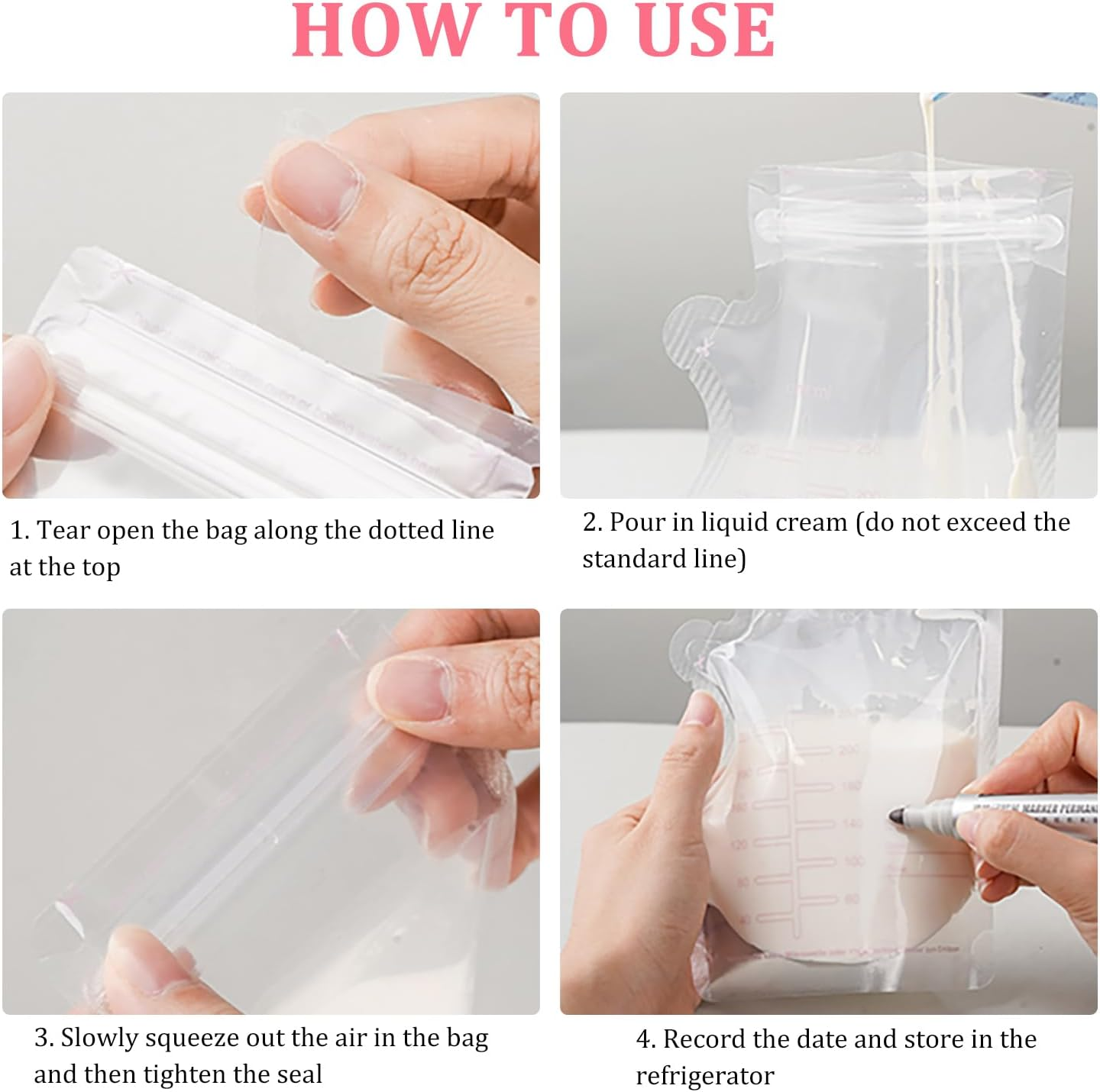 Breast Milk Storage Bags 120 Pack,Recyclable & BPA Free,Pre-Sterilised,Breastfeeding Disposable Milk Storage Bag,No-Leak Milk Freezer Storage Pouche,250Ml/8.8Oz Capacity