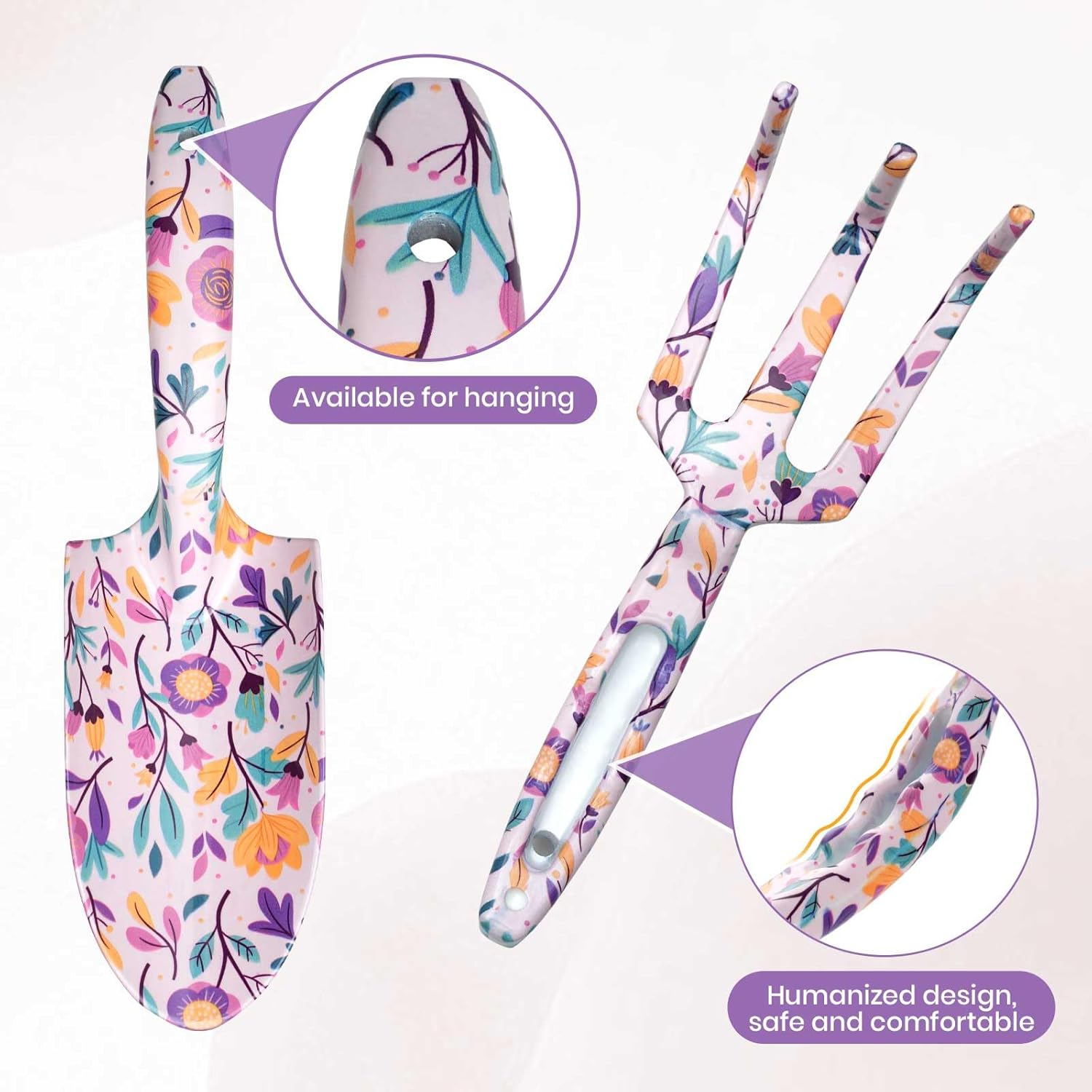 Velway Garden Tool Set 5-Piece - Mama'S Gift with Bag & Gloves, Floral Garden Tools Ideal Garden Gift for Women, Mother'S Day, Birthday, Christmas image number 5