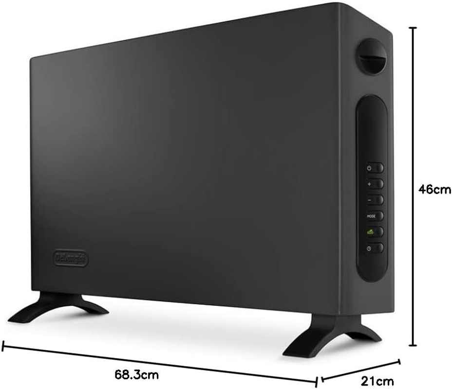 De'Longhi Slimstyle Convector Heater HSX4324EG, Low Energy Home Heater for Medium to Large Rooms, Eco plus Function, Safety Thermostat, 24-Hour Timer, 2400W, Black image number 3