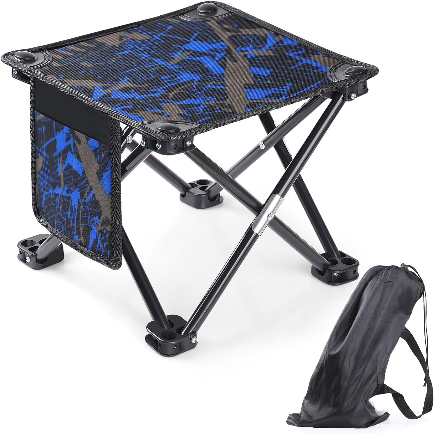 Simpeak Folding Stool for Adults Load Capacity to 150KG, Camping Stool Foldable Travel Stool Backpacking Small Seat Chair for Outdoor Beach Gardening BBQ Hiking Fishing Stools with Carry Bag, Blue image number 1