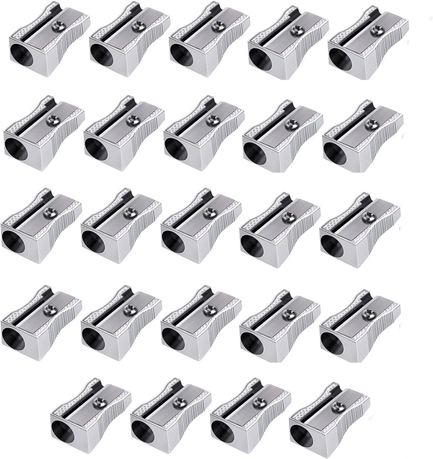 Single Hole Alloy Handheld Sharpeners, 24Pcs Metal Mini Pencil Sharpeners with Single Hole,Metal Mini Pencil Sharpeners Silver Alloy Handheld Sharpener Manual Pencil Sharpeners Alloy Pencil Sharpener
