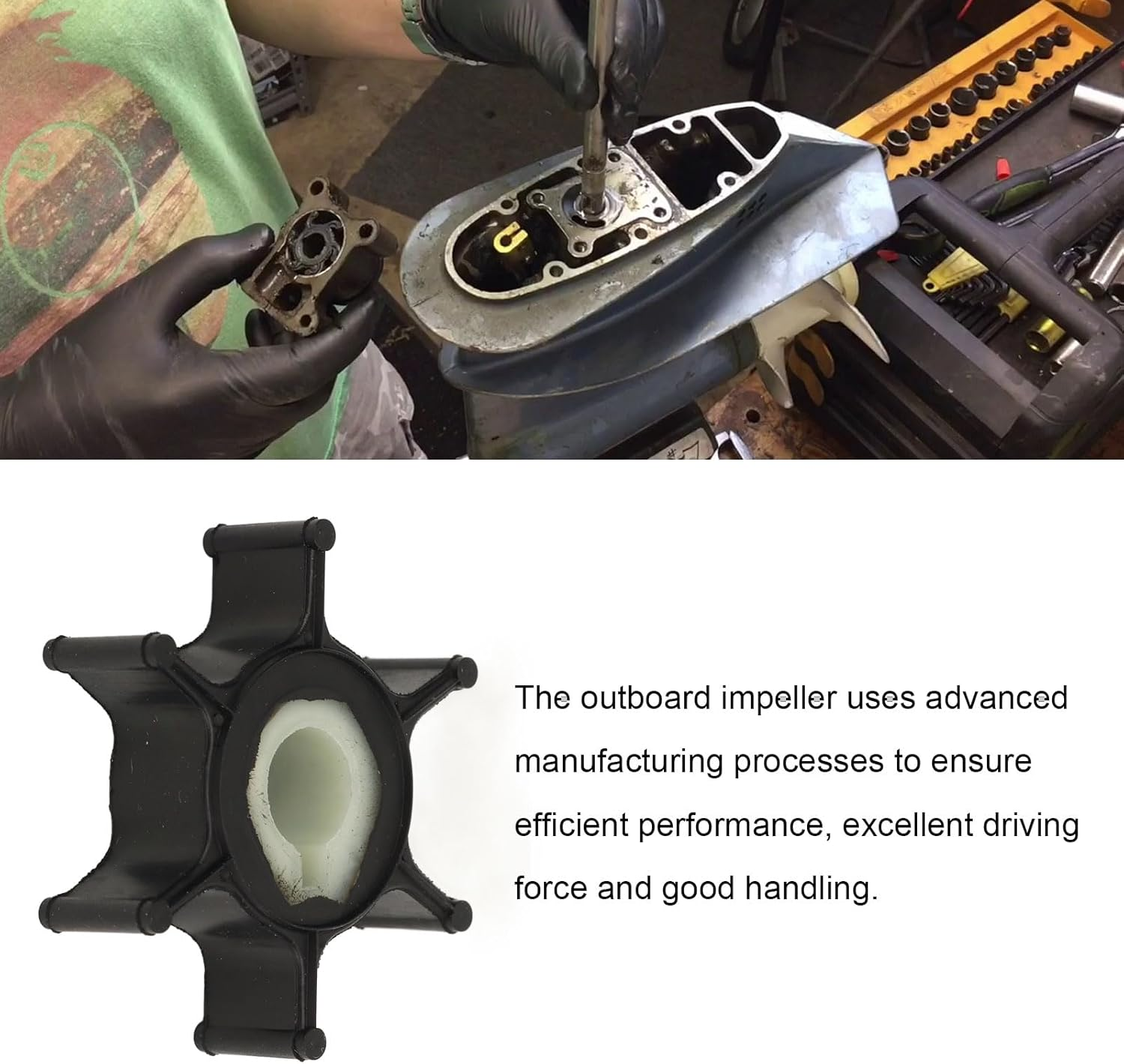Tnfeeon 6 Vane/Wing Impeller, Rubber Material, Superior Performance, Reliable Johnson Outboard for 1968 to 1979 Motors image number 6