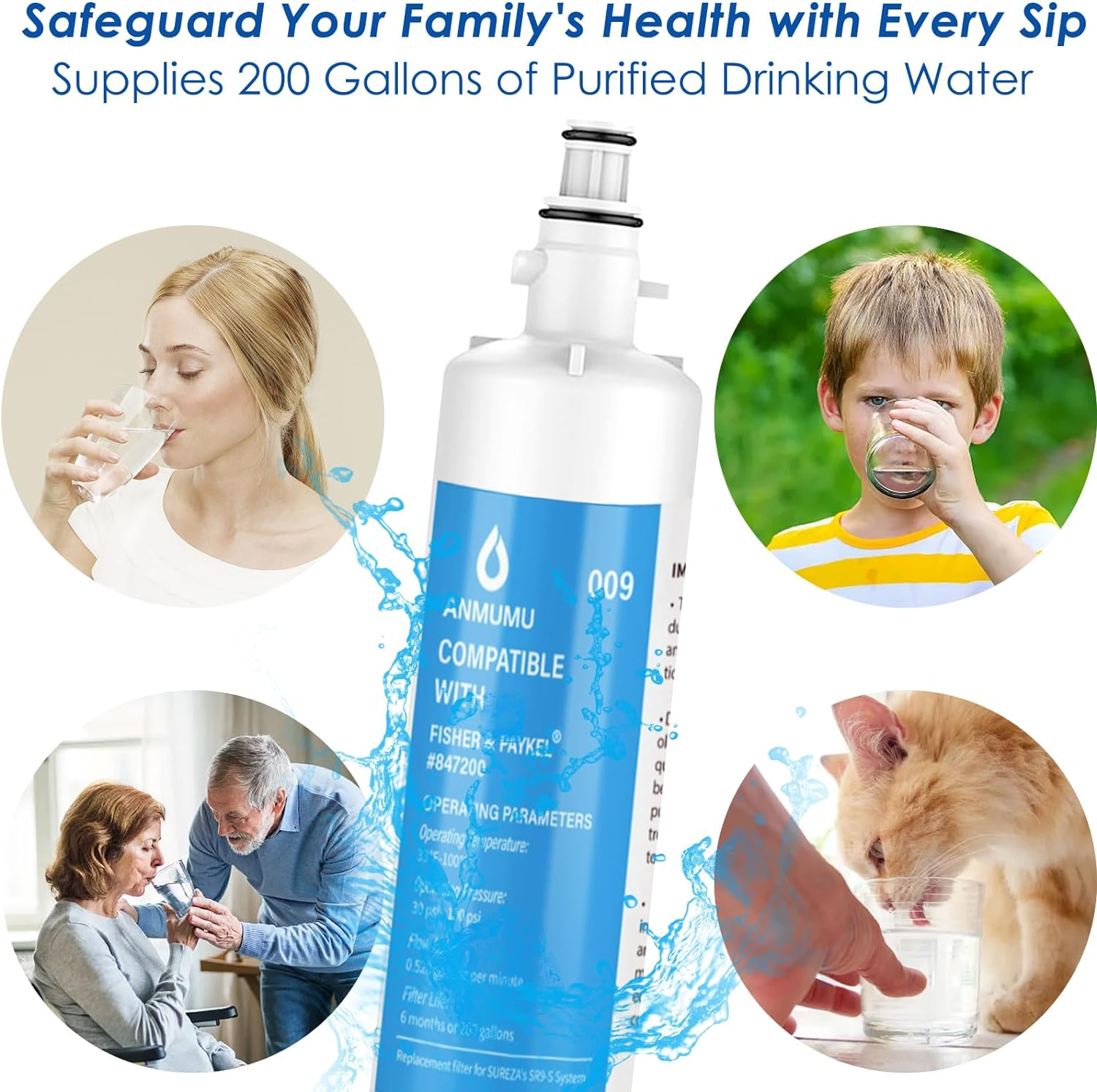 Anmumu 847200 Refrigerator Water Filters for Fisher & Paykel Refrigerators,Nsf 42 Replacement Forfisher & Paykel 847200,E522, E422, E402,4 Pack image number 6