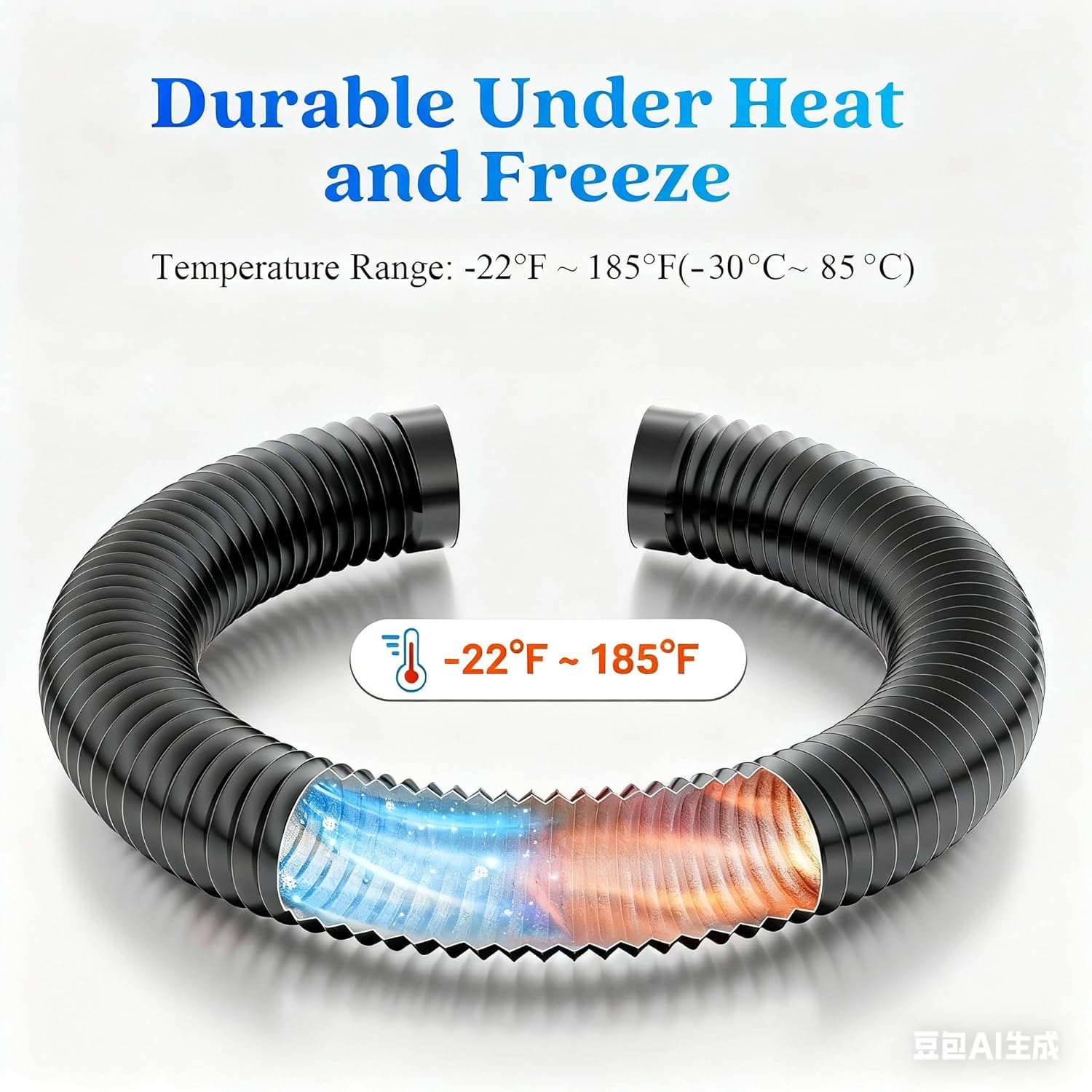 Yrichtra Exhaust Hose Diameter 150 Mm, 5 M Flex Pipe, Heat Insulating, Noise Reducing, Tear-Resistant, Cuttable, No Chemical Odour, with Clips, Flex Hose for Dryers and Ventilation Hose, Black image number 5