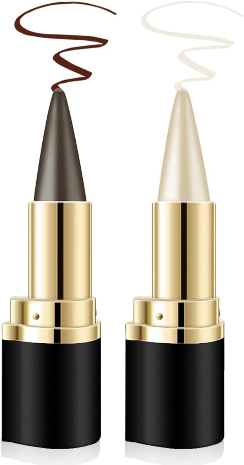 2 Colors Gel Eyeliner Set,Quick-Dry Cream Eyeliner Waterproof and Smudge Proof Eye-Liner Pencil Long-Lasting Matte Black Eyeliner Stick for Women Girls (01 Silver+04 Black)