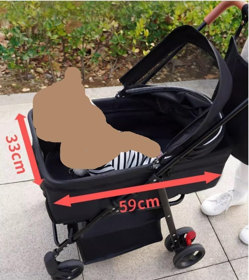 Pet Stroller Dog Stroller Cat Stroller Folding Pet Stroller, up to 44Lbs Dog Folding Stroller, 4 Wheels Dog Cat Puppy Stroller for Medium Small Pet Dog Pram Dog Cat(Color:Blue) - Pink image number 7