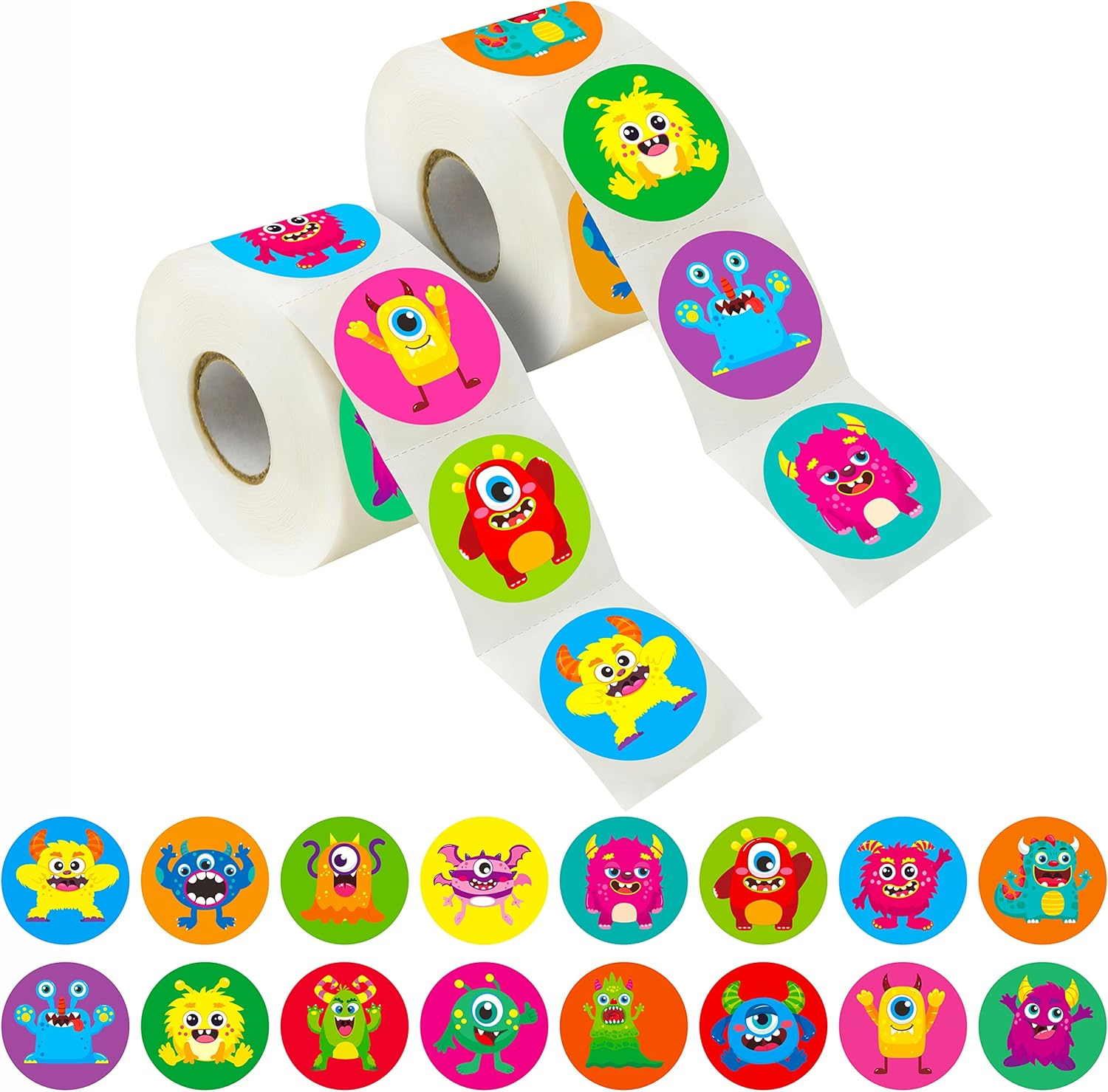 600 PCS Cartoon Monster Stickers for Kids, Party Decoration Teacher Reward Encouragement Motivational Decals 16 Designs Value Pack (1.5" in Diameter) image number 5