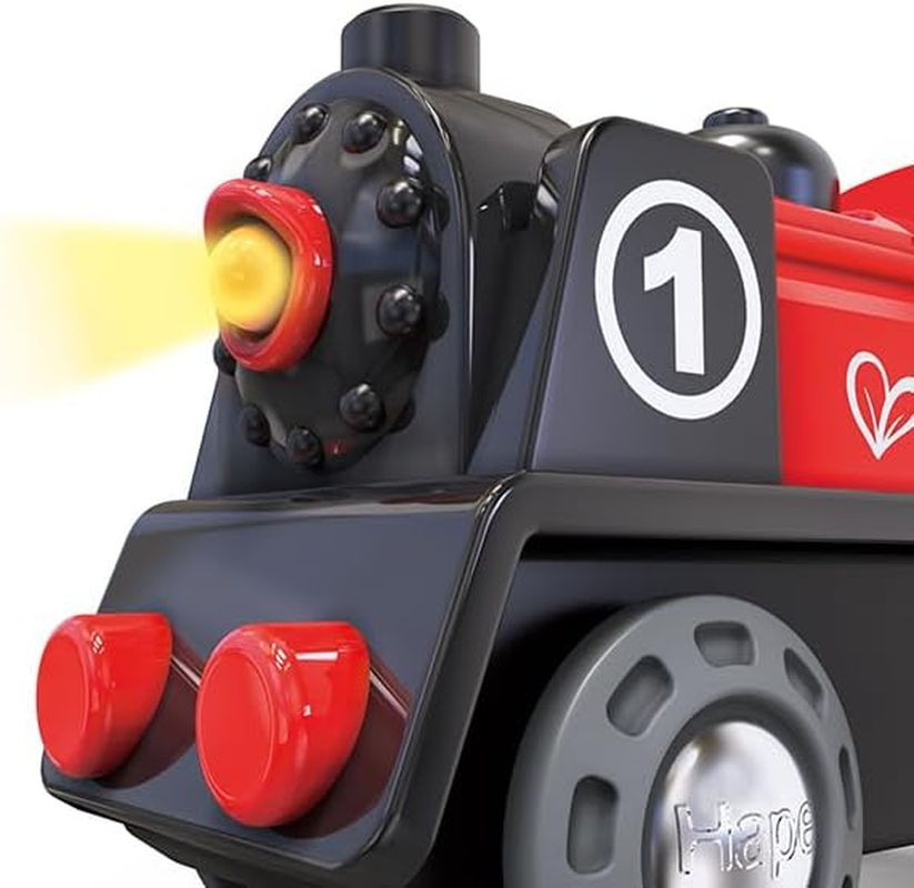 Hape Battery Powered Engine Train Set for 3+ Kids | Interactive Kids Train Toy with Tracks